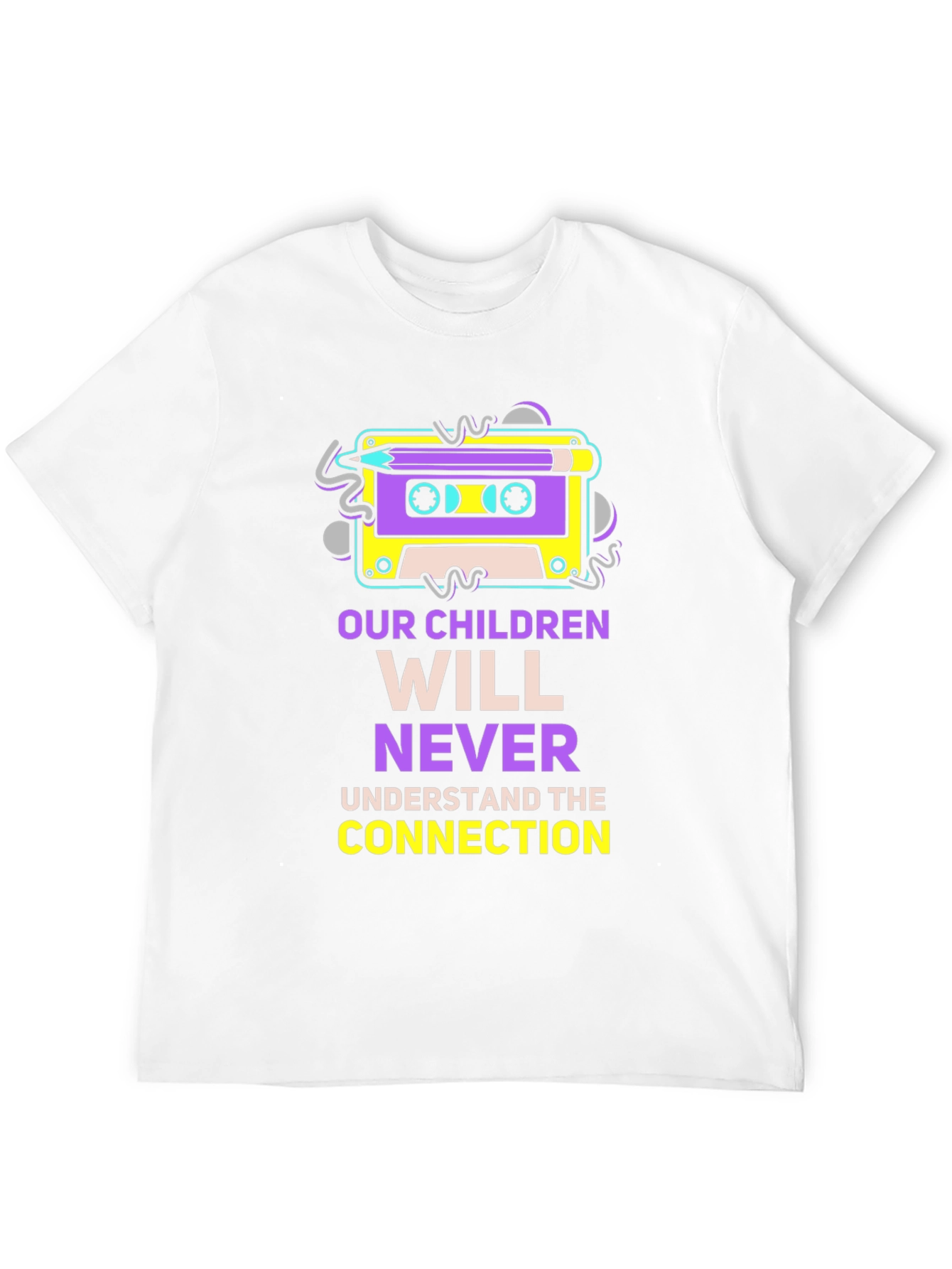 Black Retro Cassette Tape & Pencil Graphic T-Shirt view 12