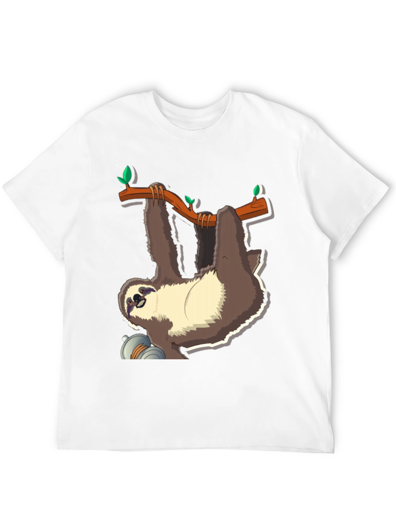 Black Sloth on Branch Graphic T-Shirt - Men's Black Tee view 12