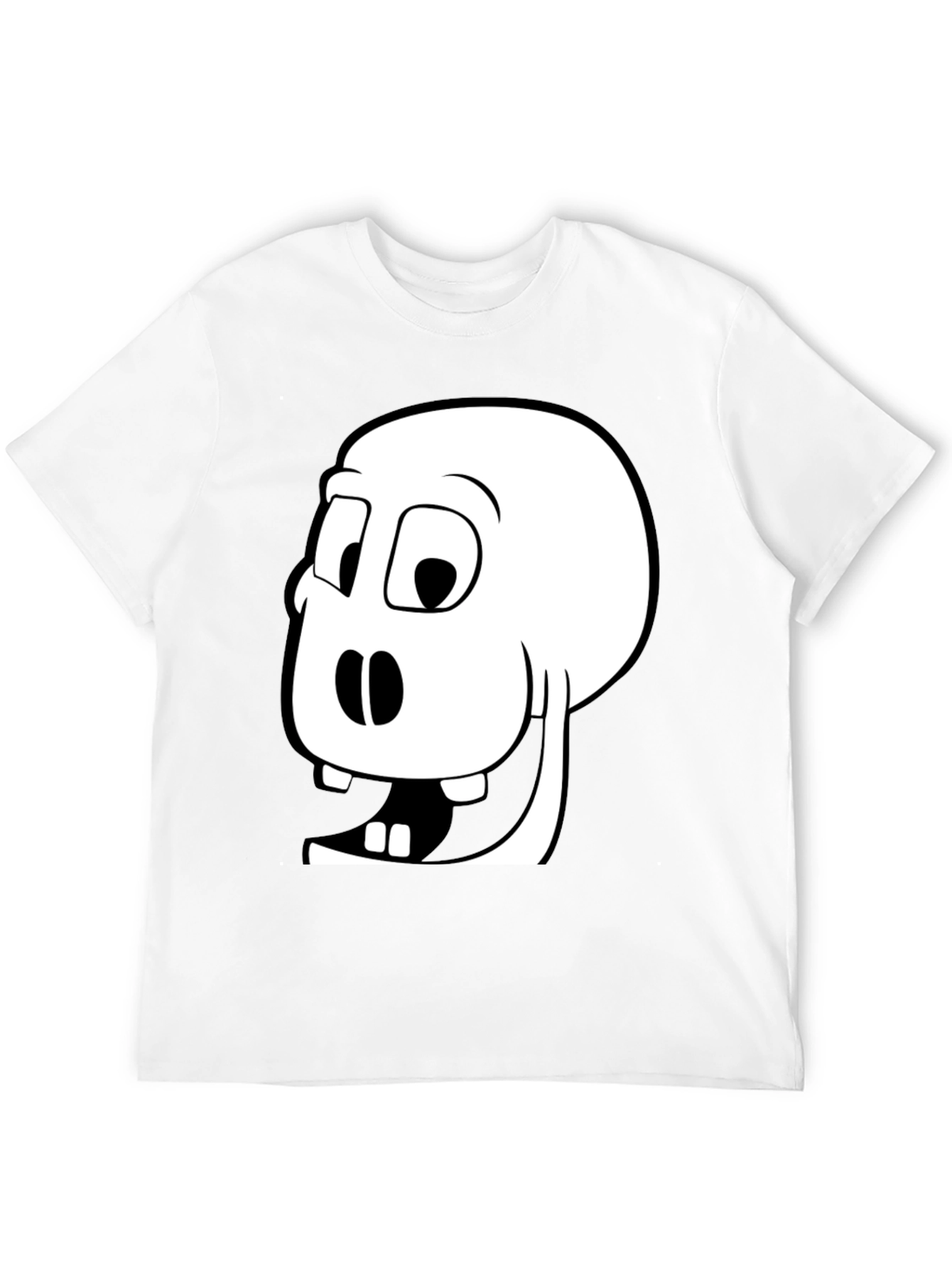 Black Funny Cartoon Skull Graphic Tee - Black Cotton Blend view 12