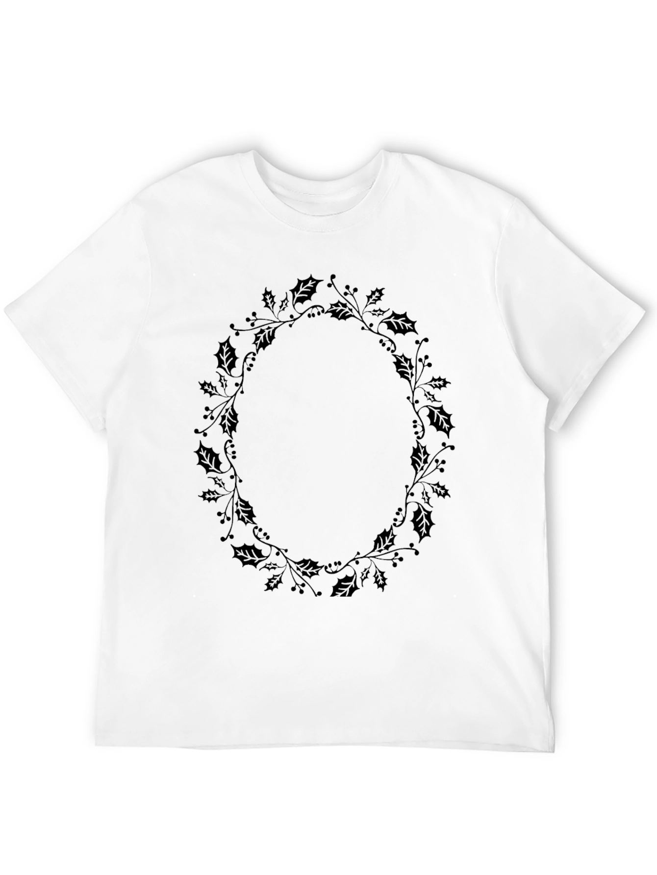 Black Men's Black Holly Wreath Graphic Tee view 12
