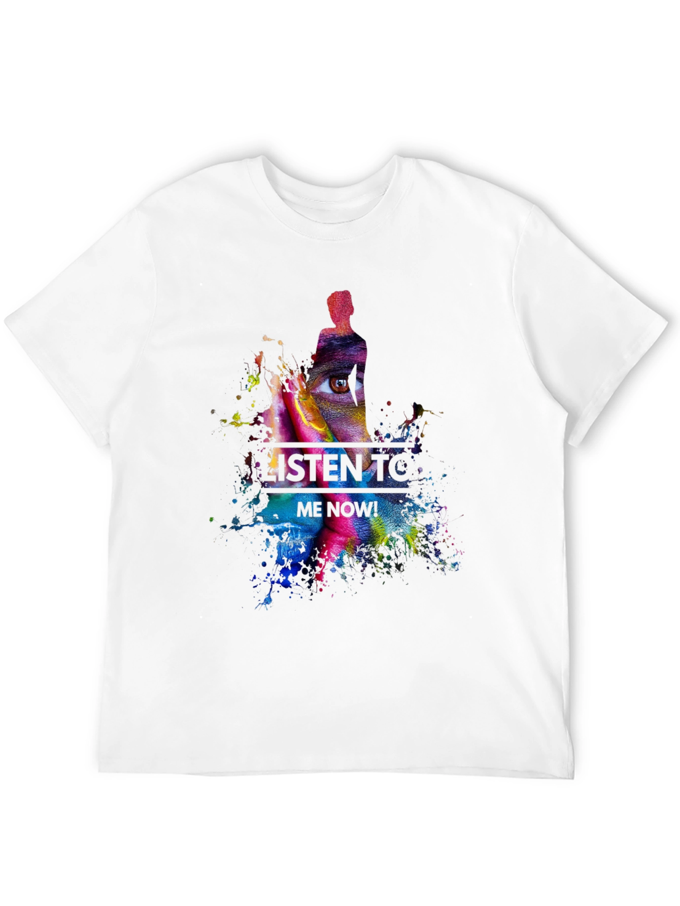 Black Abstract Art Tee - Listen to Me Now! Black T-Shirt view 12