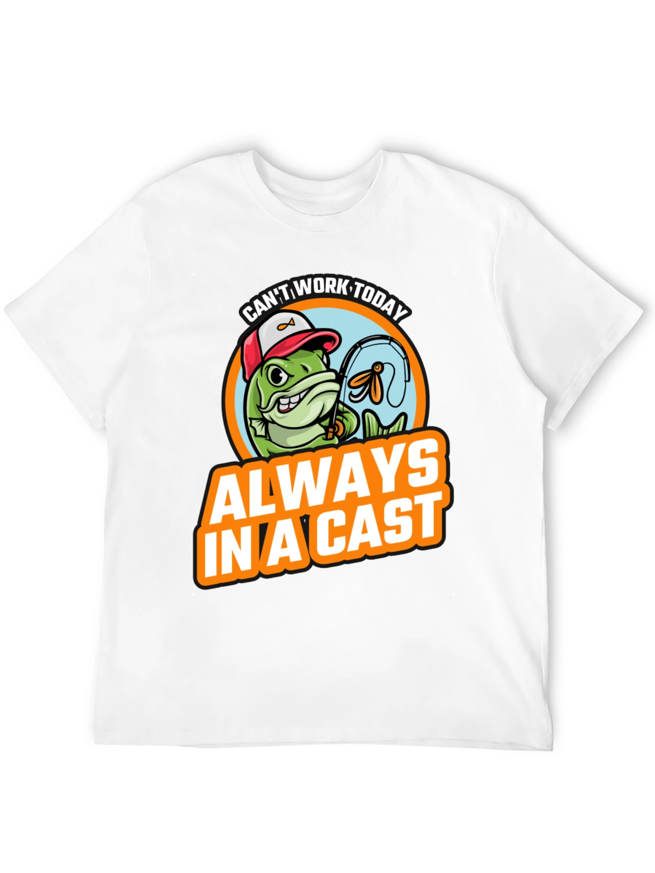 Black Funny Fishing T-Shirt - "Always In A Cast" view 12