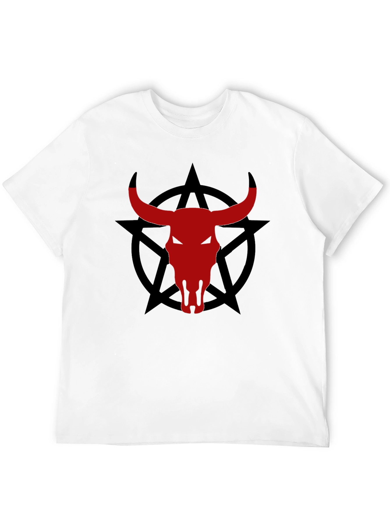 Black Bull Skull Pentagram Graphic Tee view 12