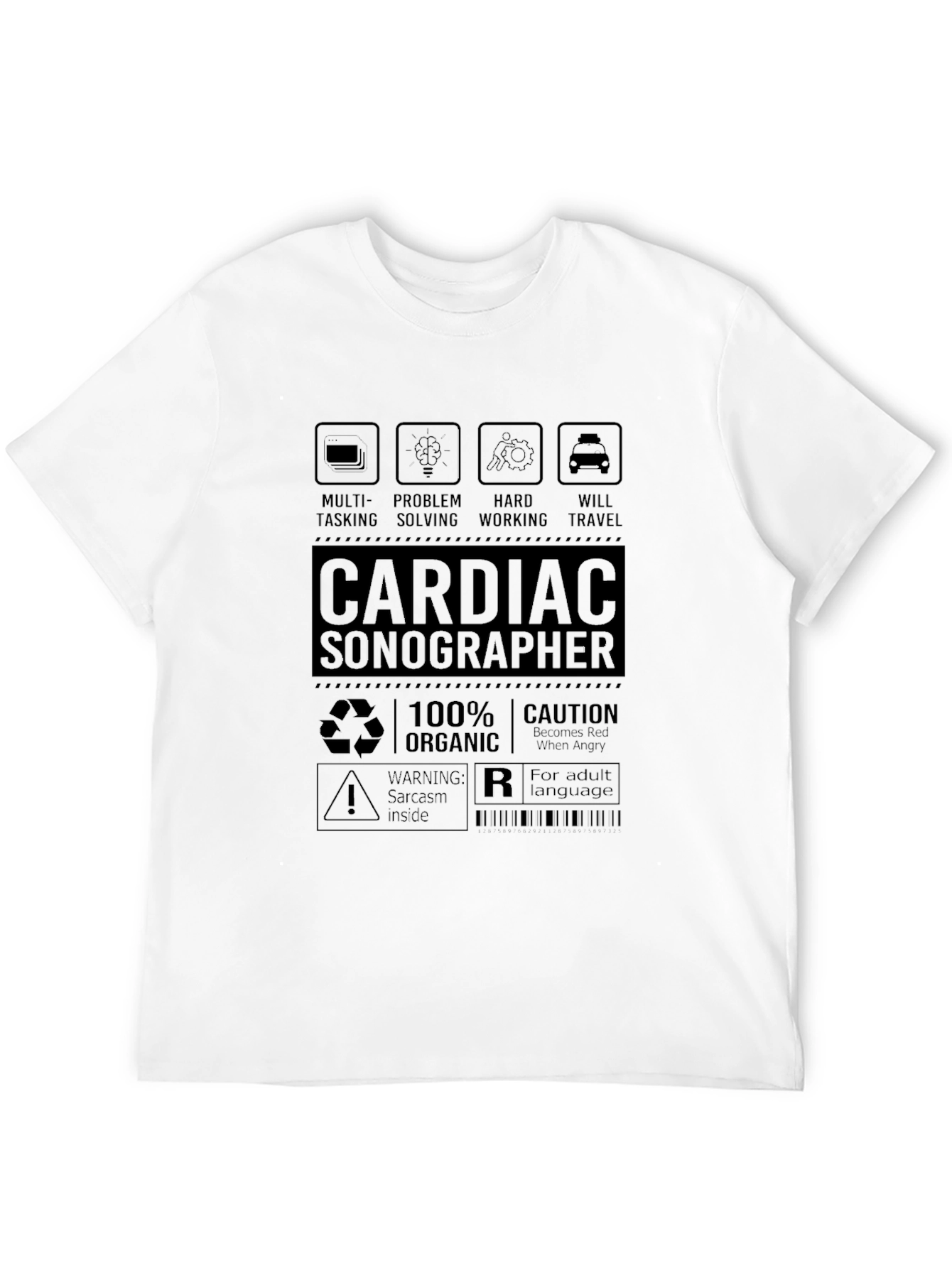 Black Cardiac Sonographer T-Shirt - Multi-Tasking, Problem Solving, Hard Working view 12