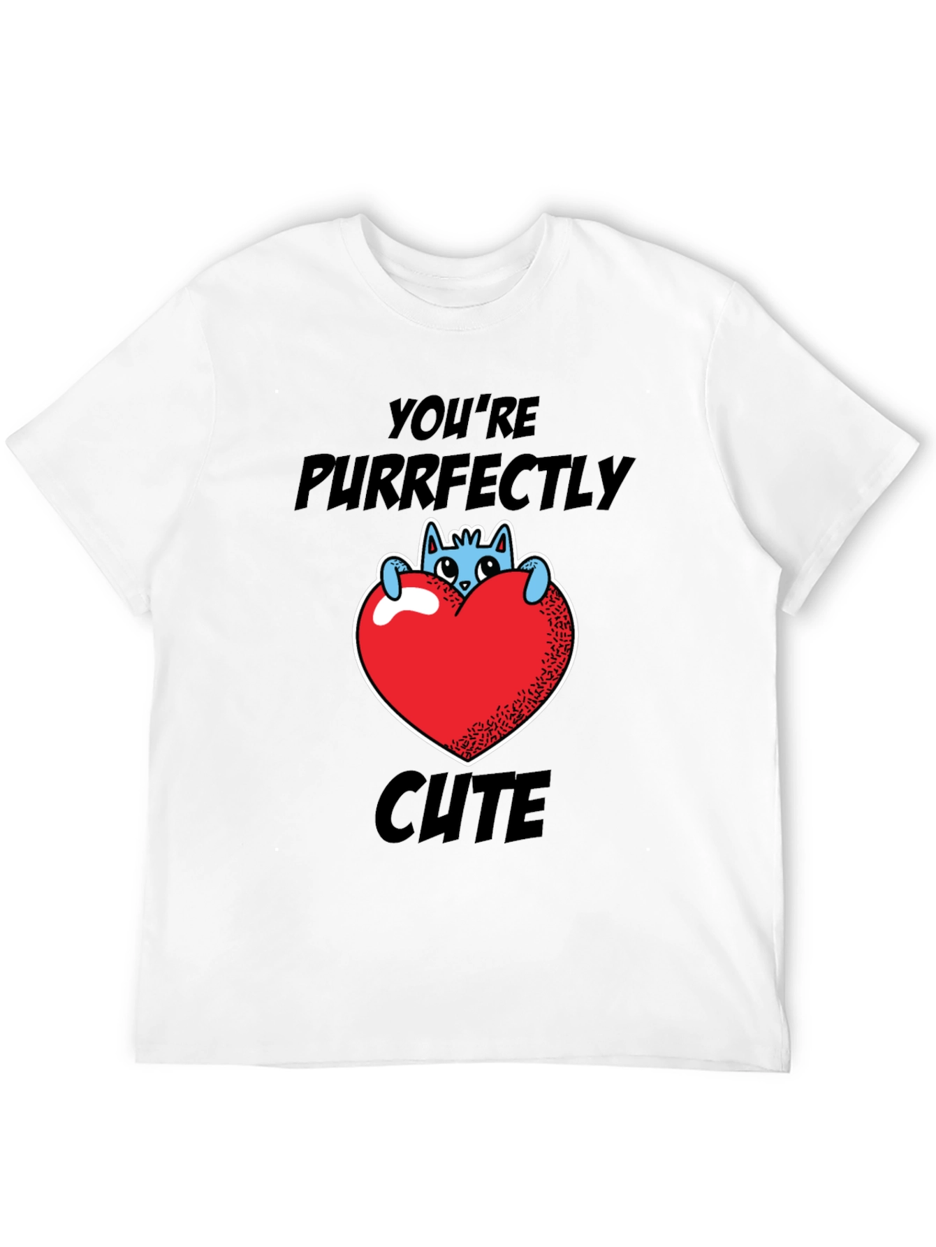 Black Purrfectly Cute Cat Heart Graphic T-Shirt view 12