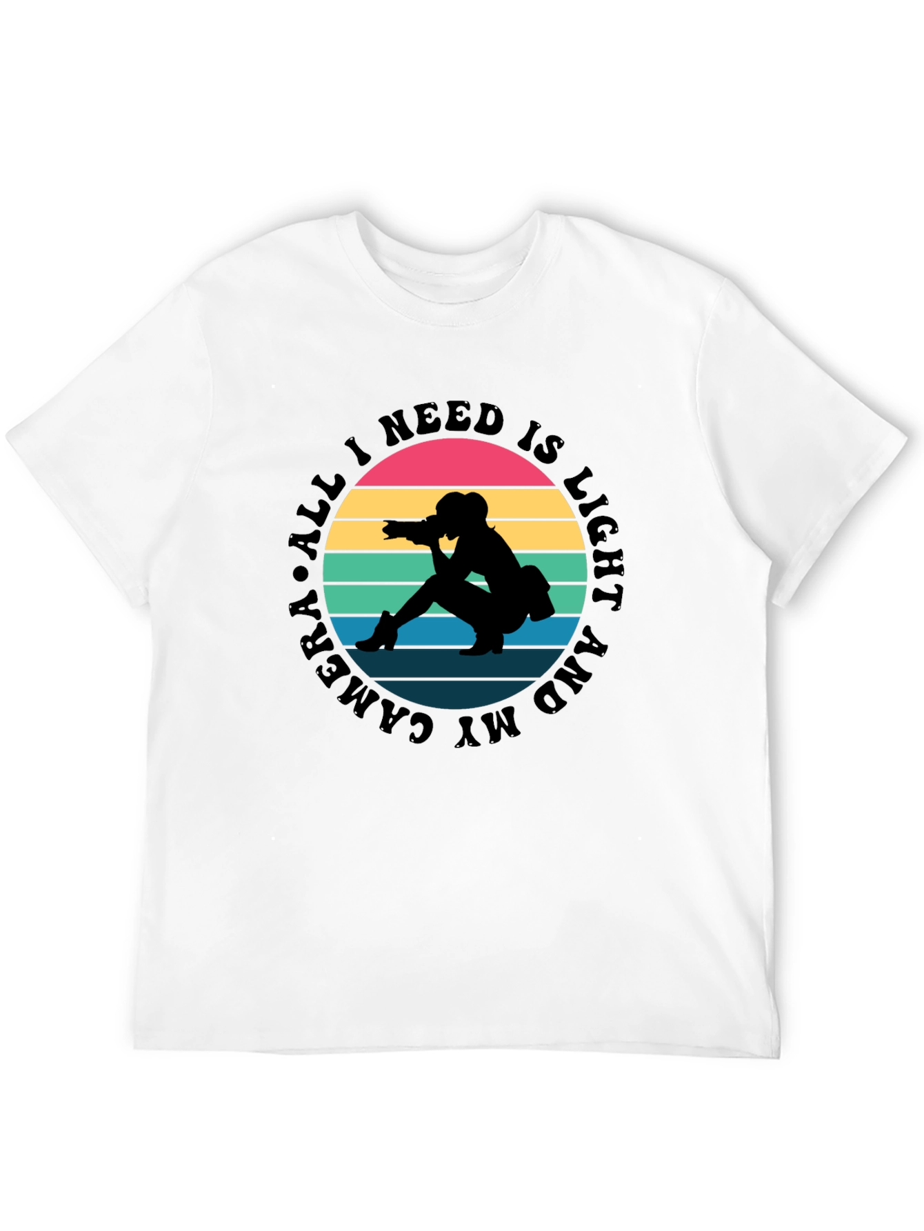 Black All I Need Is Light and My Camera T-Shirt view 12