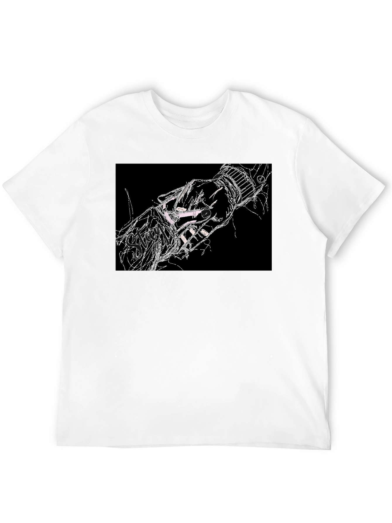 Black Abstract Hand Graphic Black T-Shirt view 12