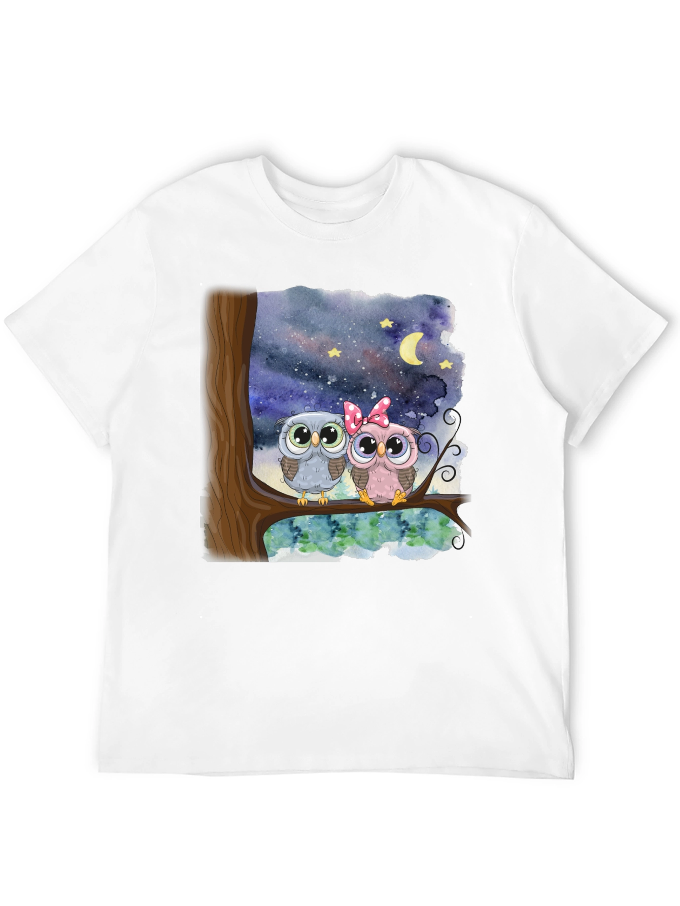 Owl Couple Graphic Tee - Night Sky Design - 12
