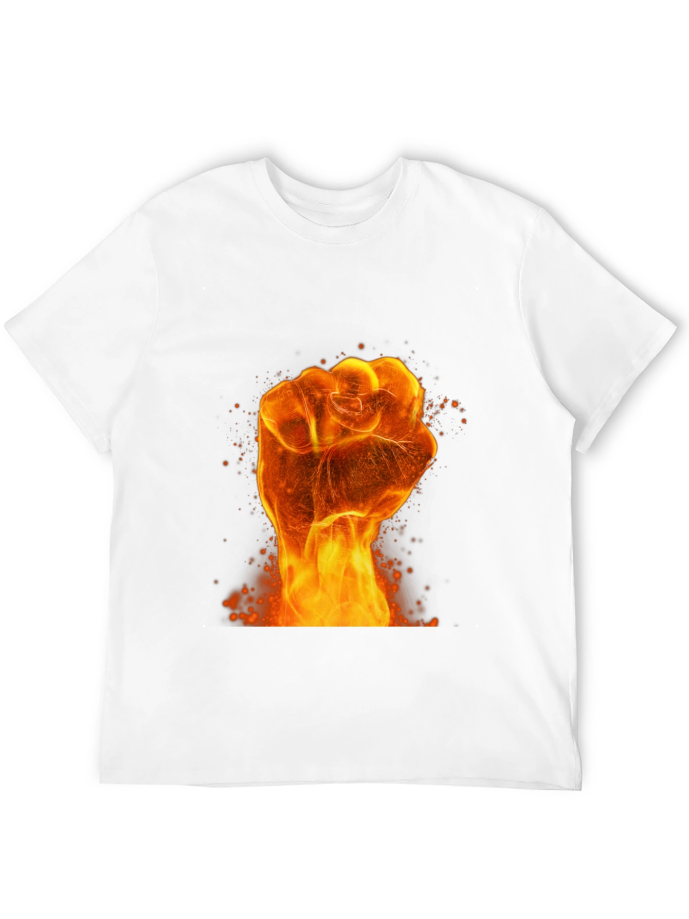 Black Fiery Fist Graphic Print Black T-Shirt view 12