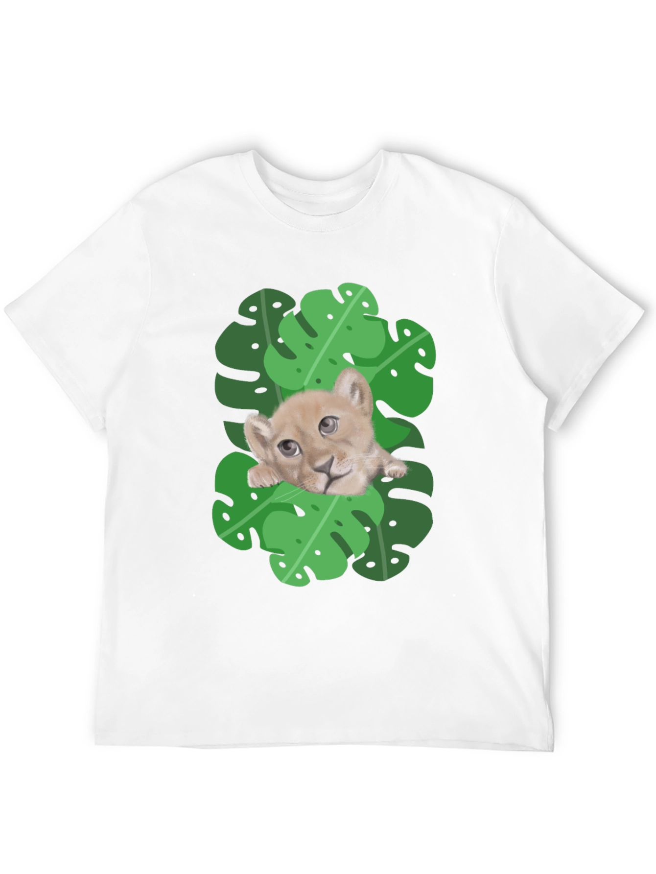 Black Lion Cub in Leaves Graphic T-Shirt - Black view 12