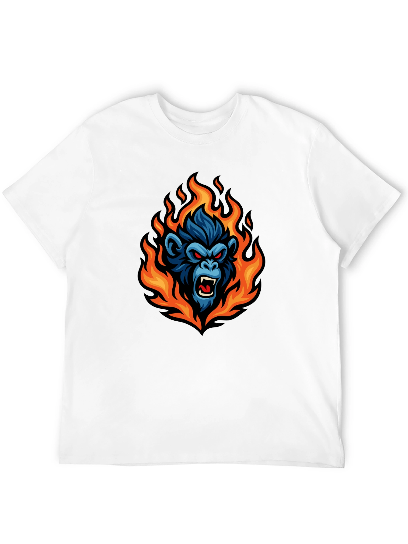 Black Fiery Gorilla Graphic Tee - Black Cotton T-Shirt view 12
