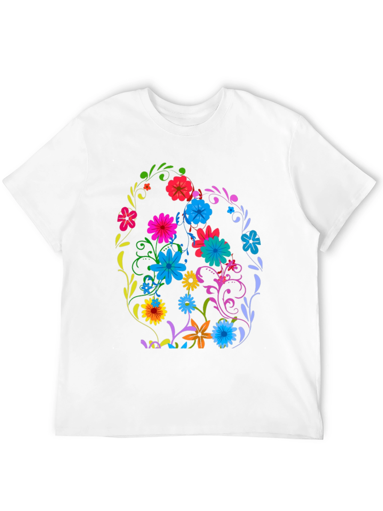 Black Floral Easter Egg Graphic Tee - Black Cotton T-Shirt view 12