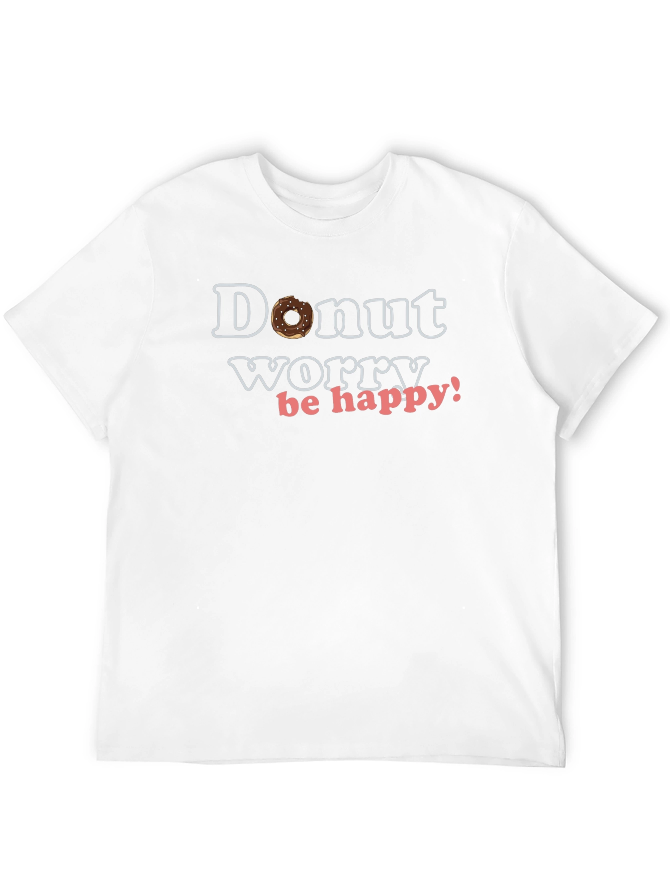 Black Donut Worry Be Happy T-Shirt - Funny Graphic Tee view 12