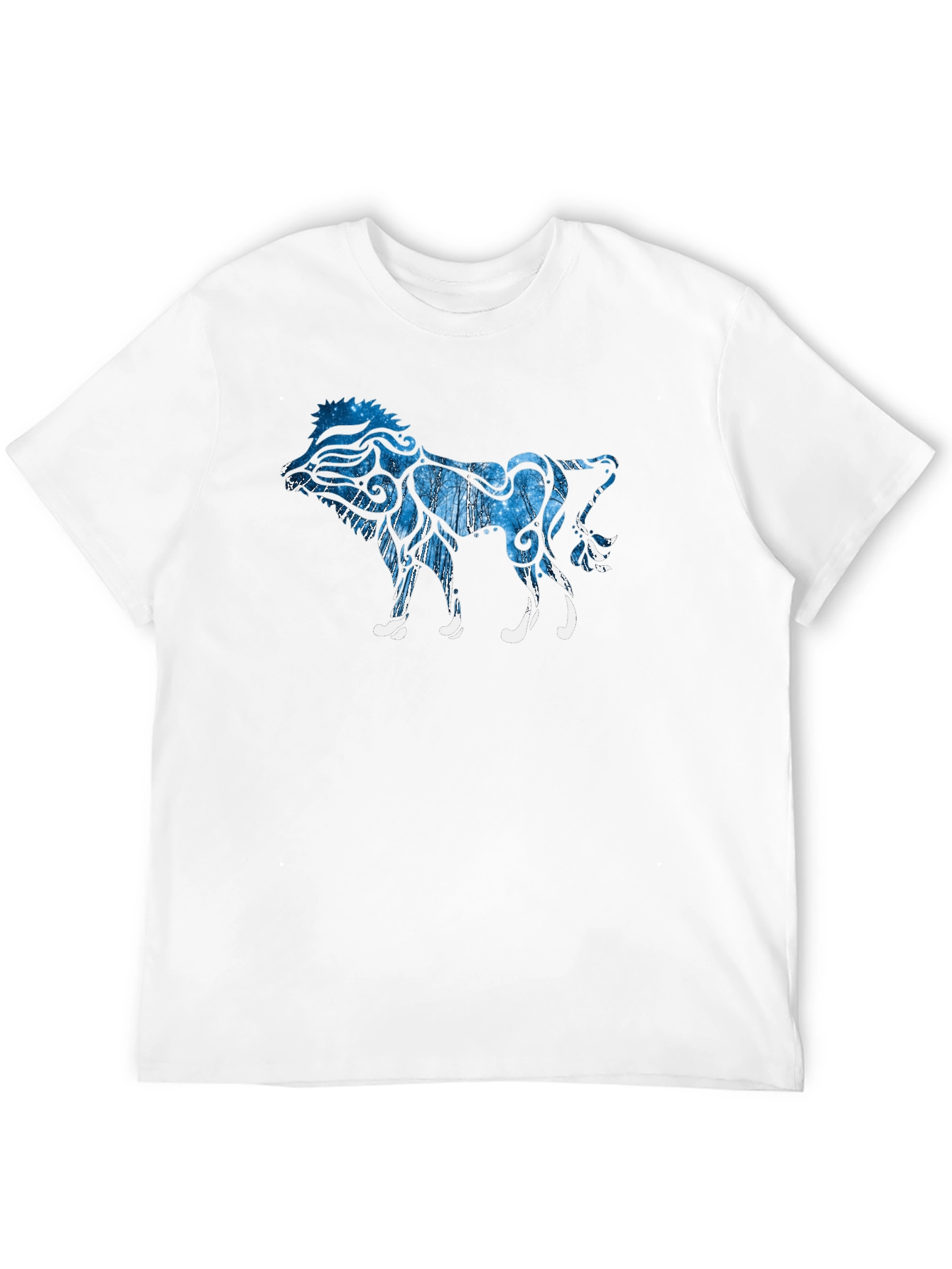 Black Artistic Lion Graphic Print Black T-Shirt view 12