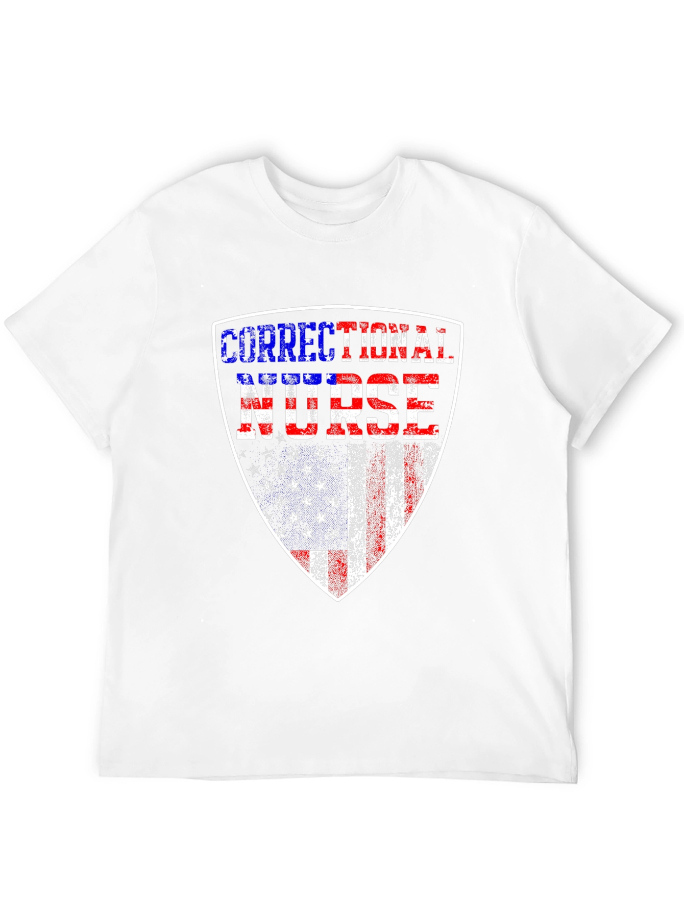Black Correctional Nurse American Flag Shield T-Shirt view 12