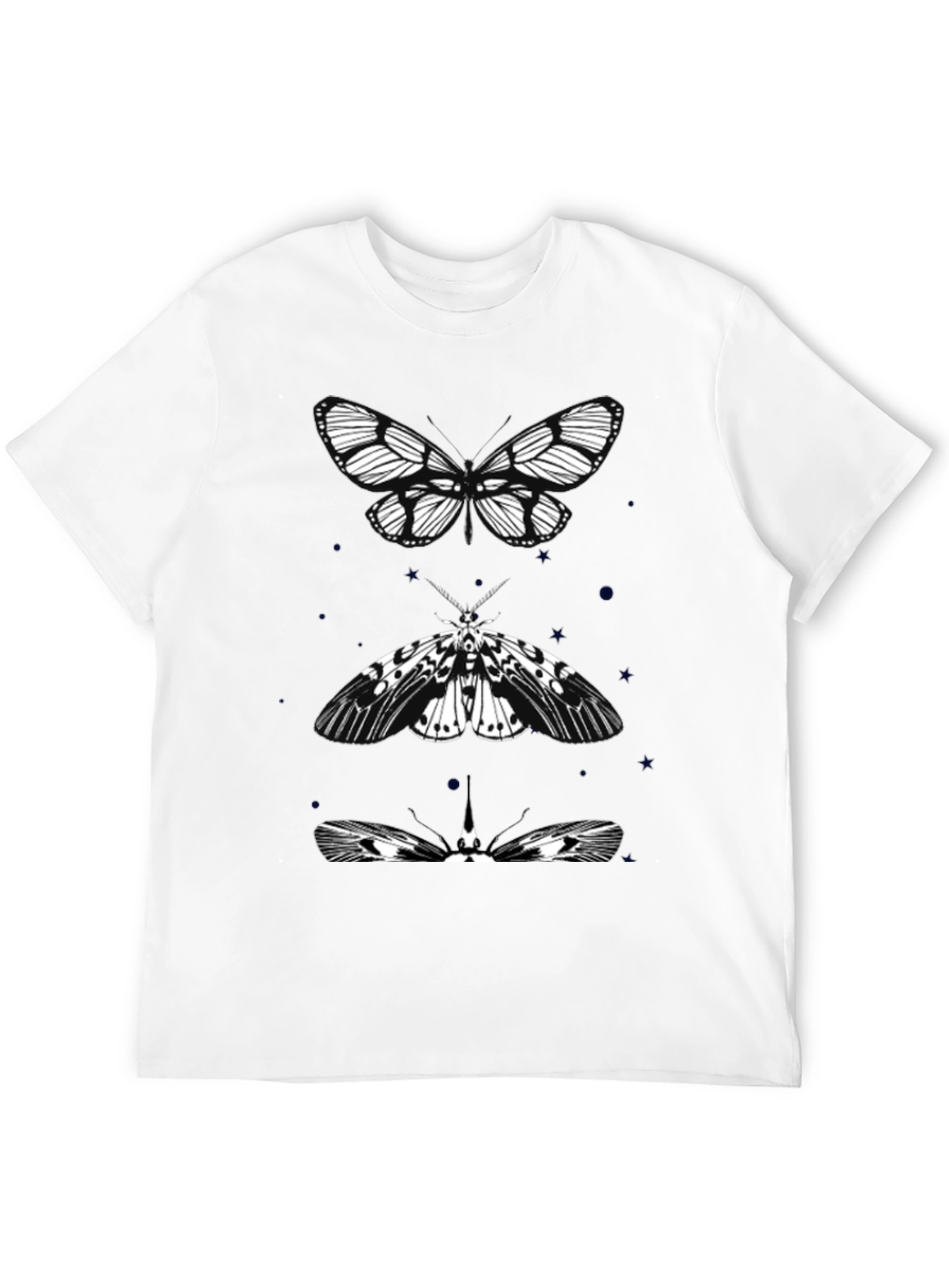 Black Butterfly & Moth Graphic Tee - Black Cotton Blend view 12