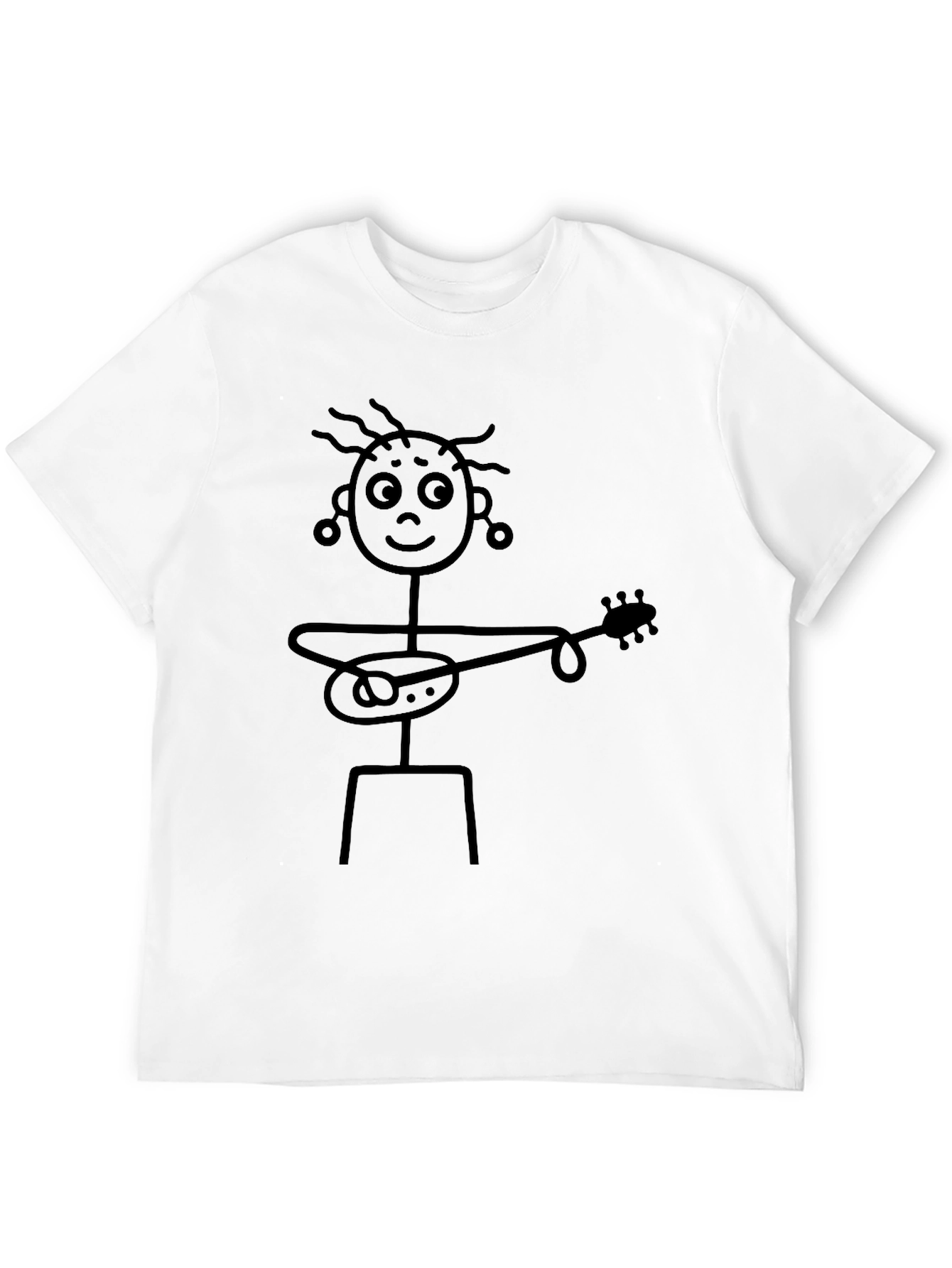 Black Stick Figure Guitarist Graphic T-Shirt view 12
