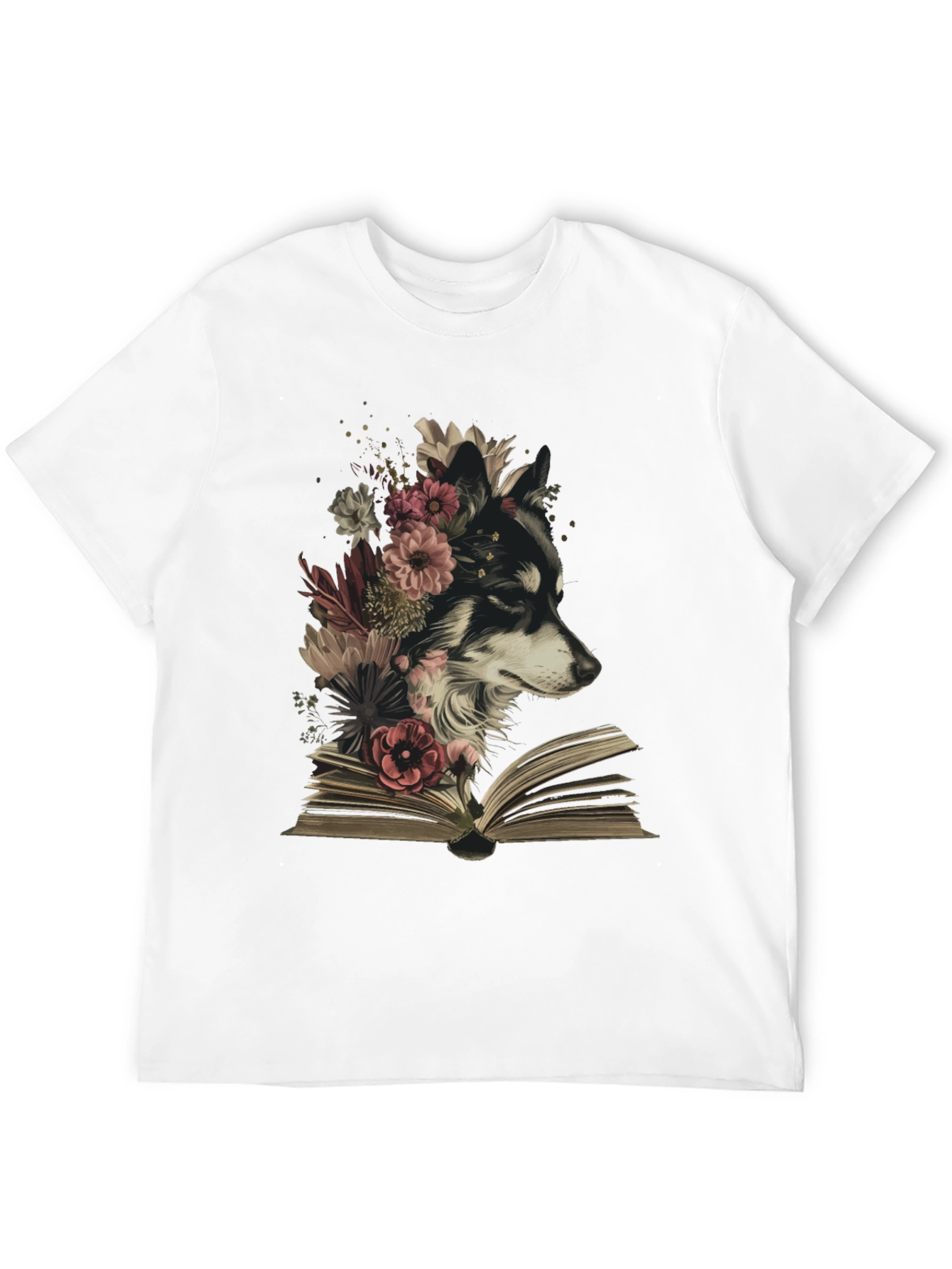 Black Floral Dog Book T-Shirt - Black view 12
