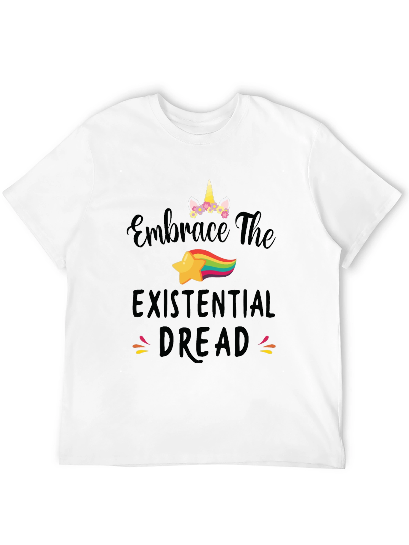 Black Embrace Existential Dread Unicorn Graphic Tee view 12