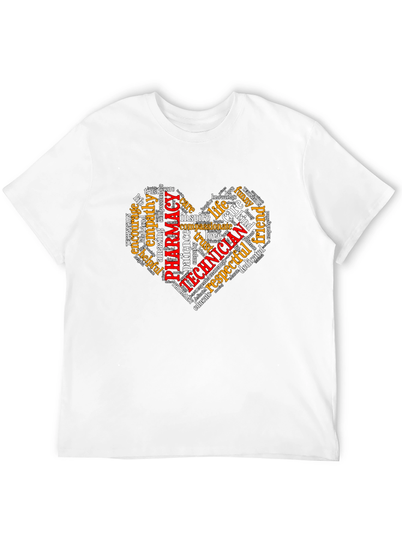 Black Pharmacy Technician Heart Word Art T-Shirt view 12