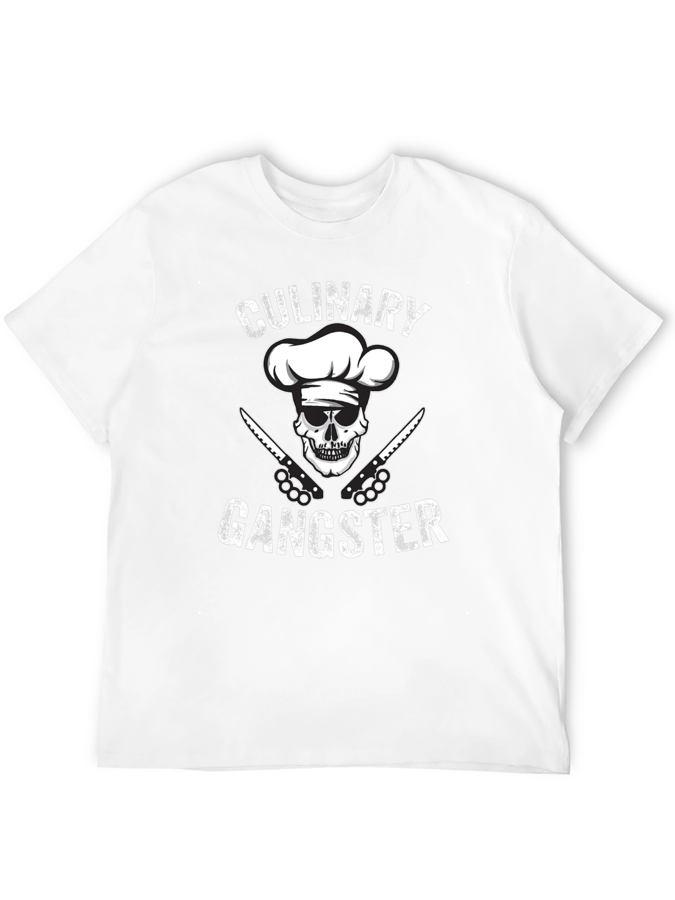 Black Culinary Gangster Black T-Shirt: Skull Chef Design view 12