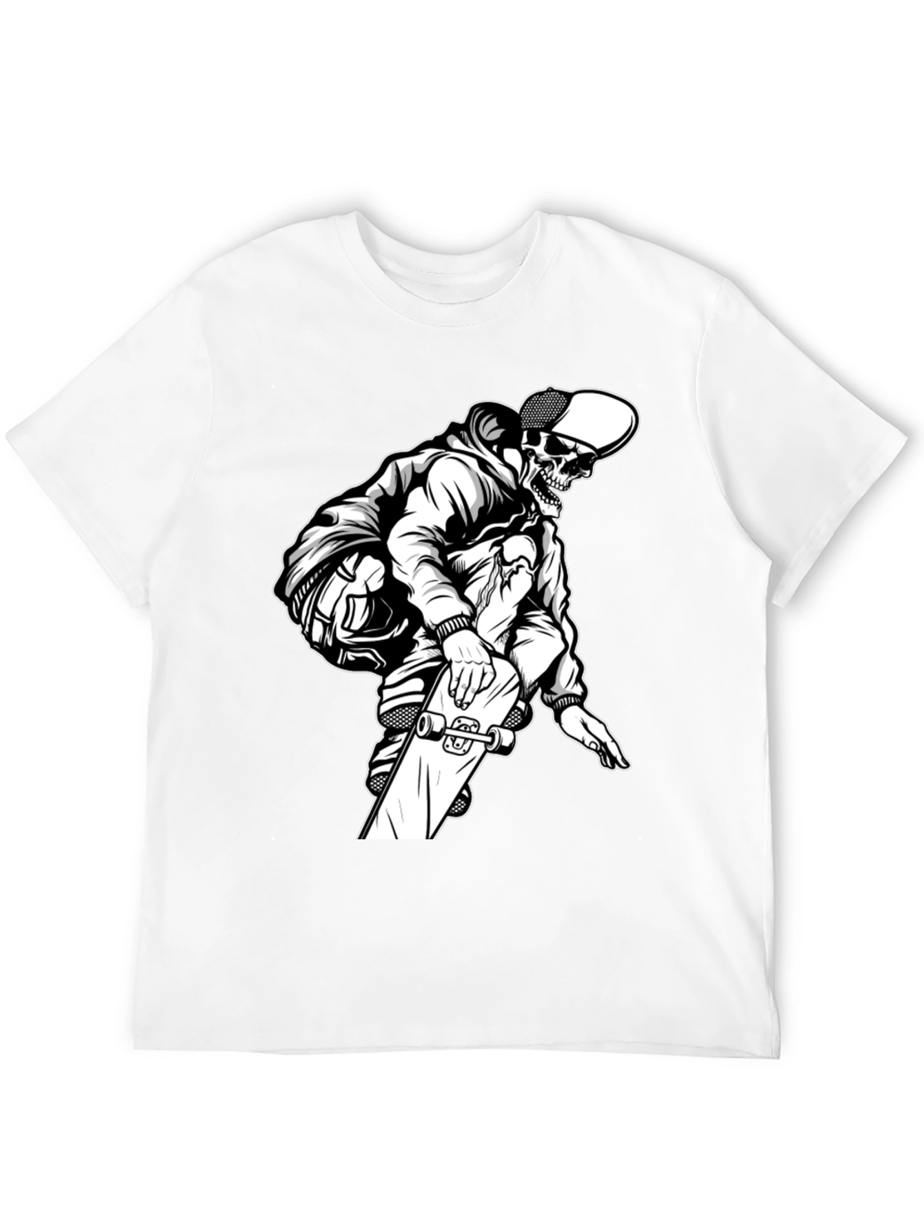 Black Skateboard Skeleton Graphic T-Shirt view 12