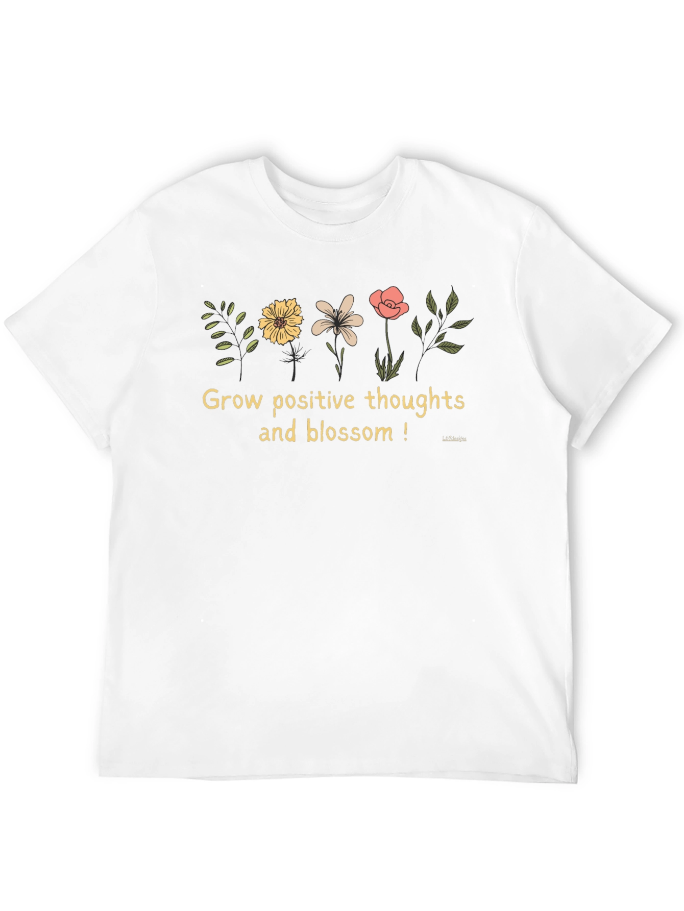 Black Positive Thoughts Blossom T-Shirt view 12
