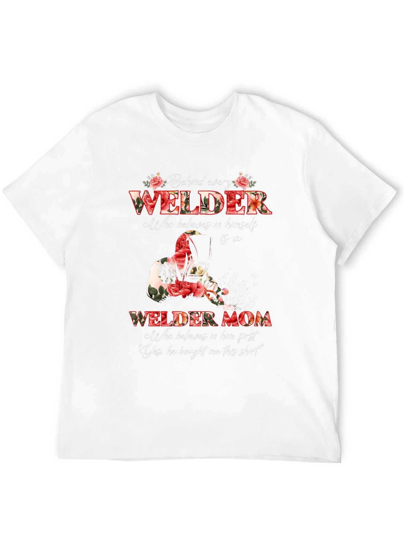 Black Welder Mom Graphic T-Shirt - Floral Design view 12