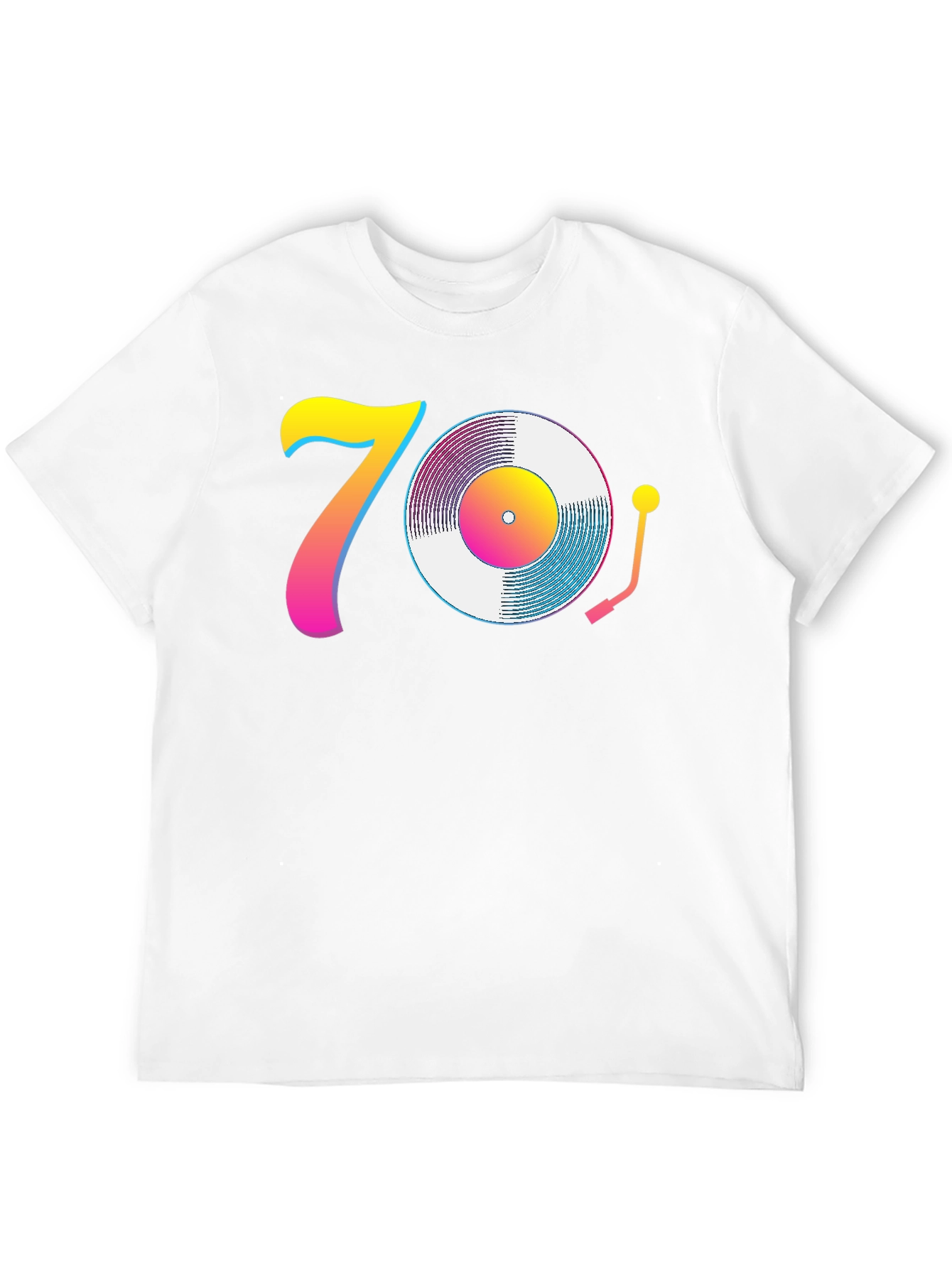 Black 70s Retro Vinyl Record T-Shirt - Black view 12