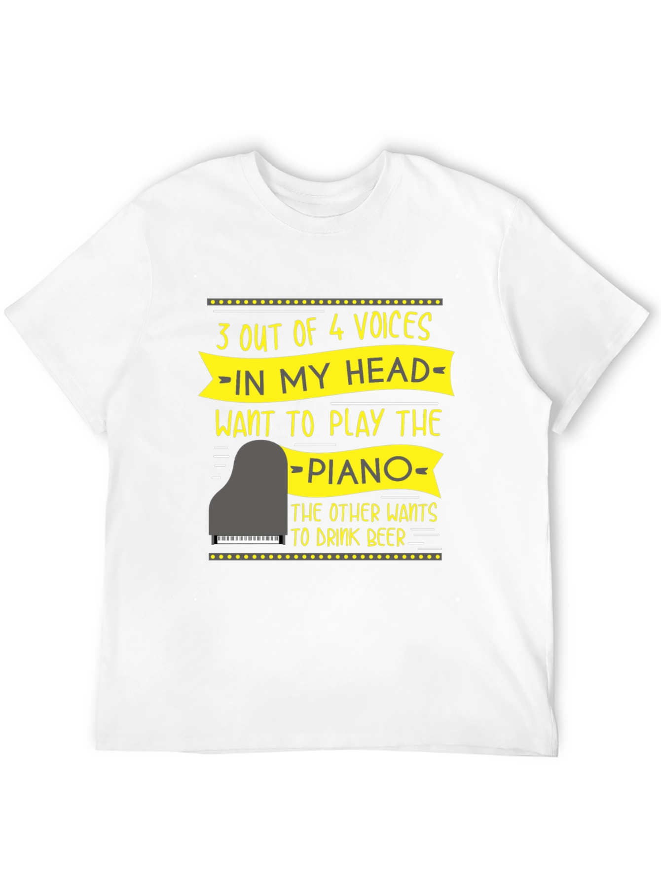 Black Funny Piano Player T-Shirt - 3 Out of 4 Voices view 12