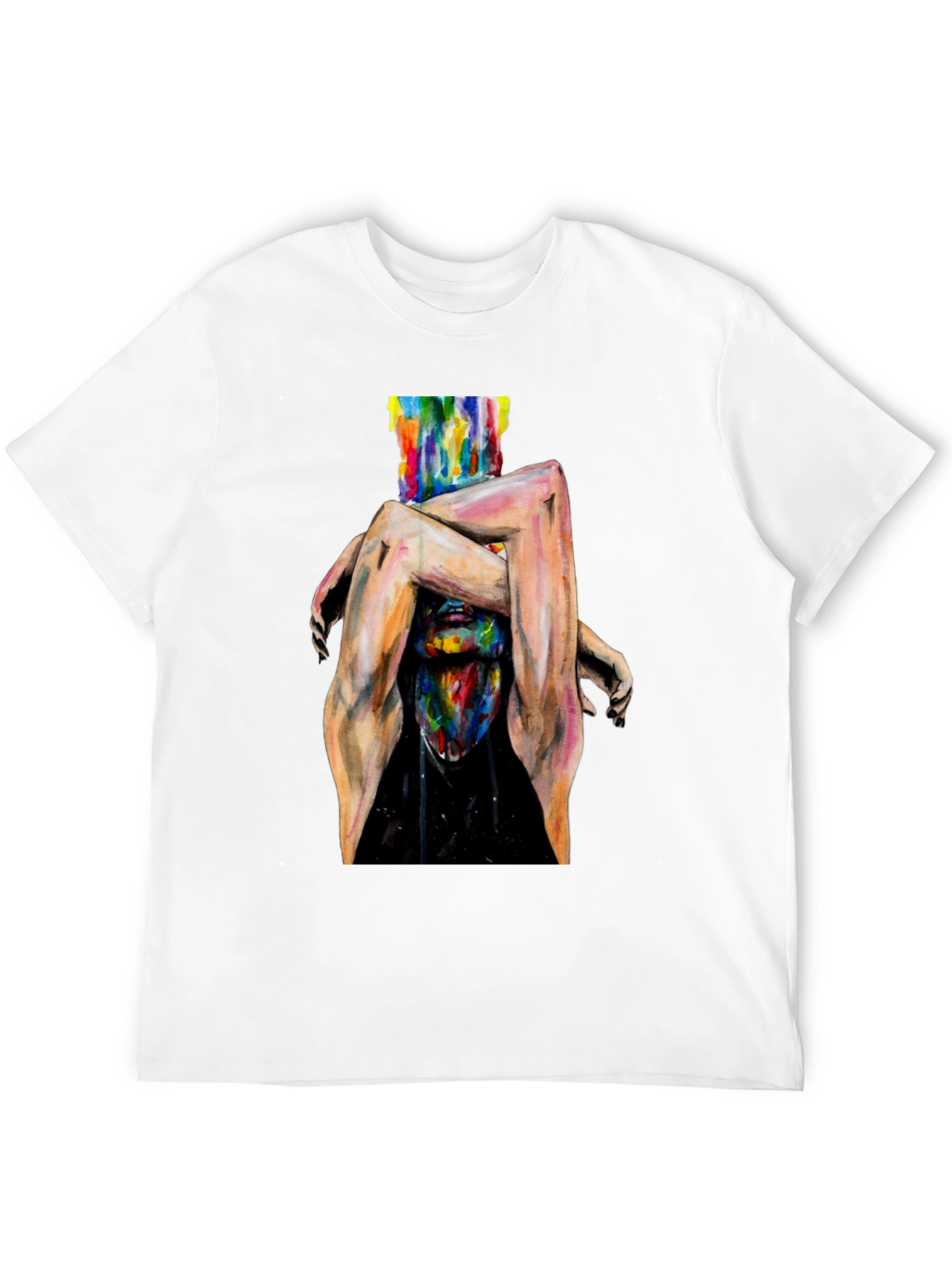 Black Abstract Art Graphic Print Black T-Shirt view 12