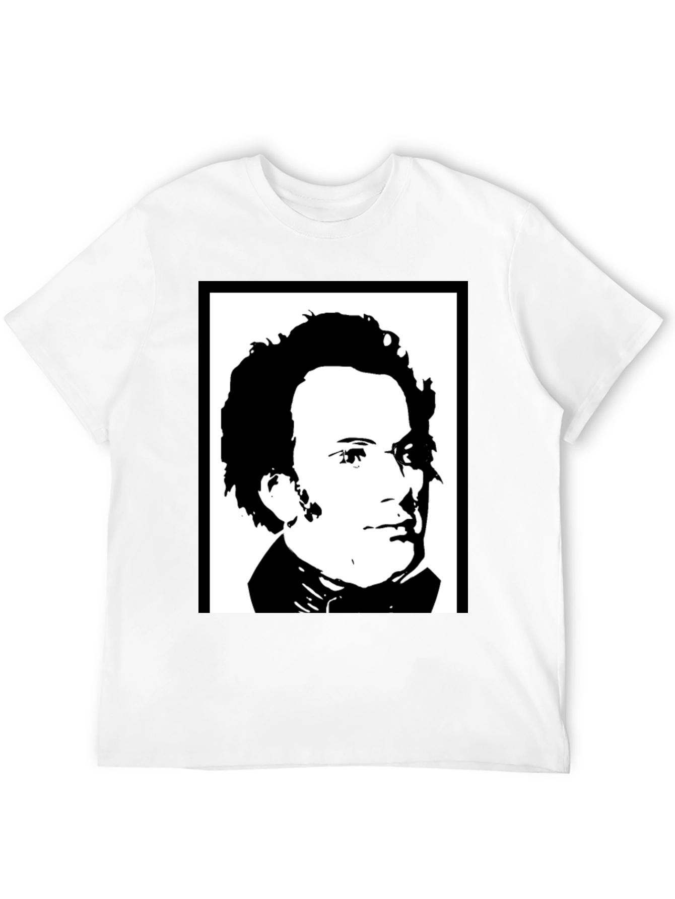 Black Black T-Shirt with Portrait Print view 12