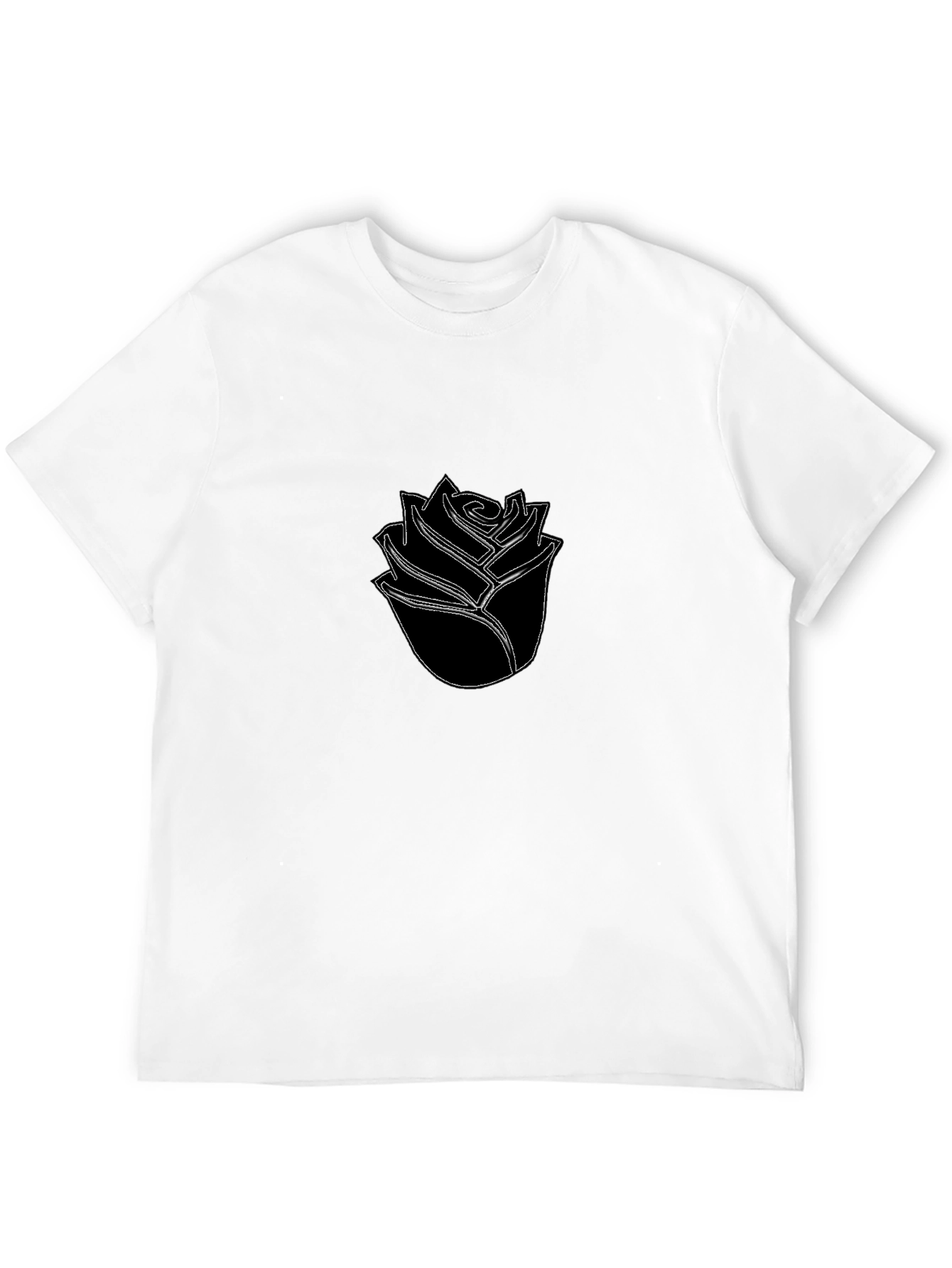Black Black T-Shirt with Minimalist Rose Design view 12