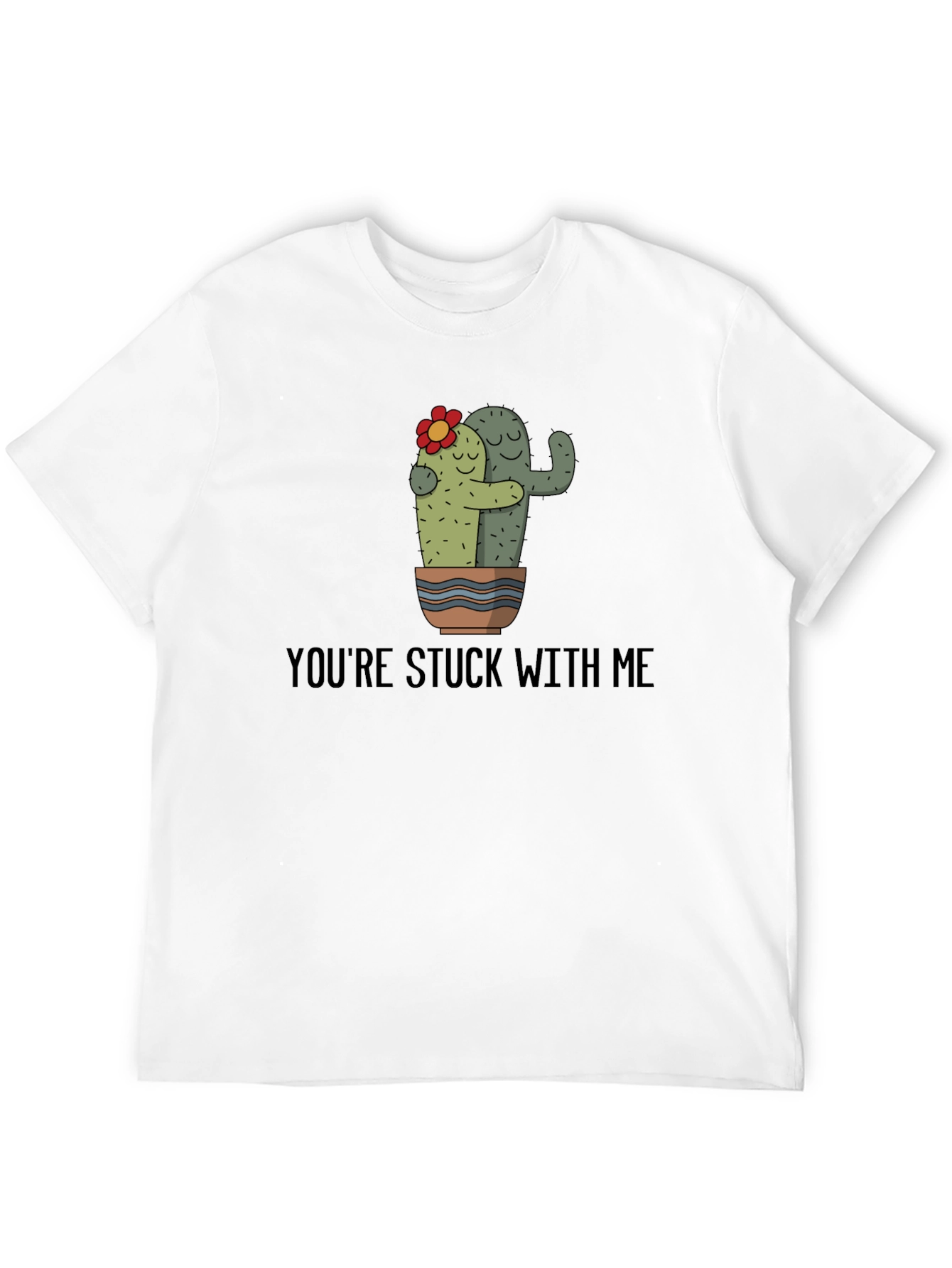 Black Cactus Hug T-Shirt - You're Stuck With Me Graphic Tee view 12