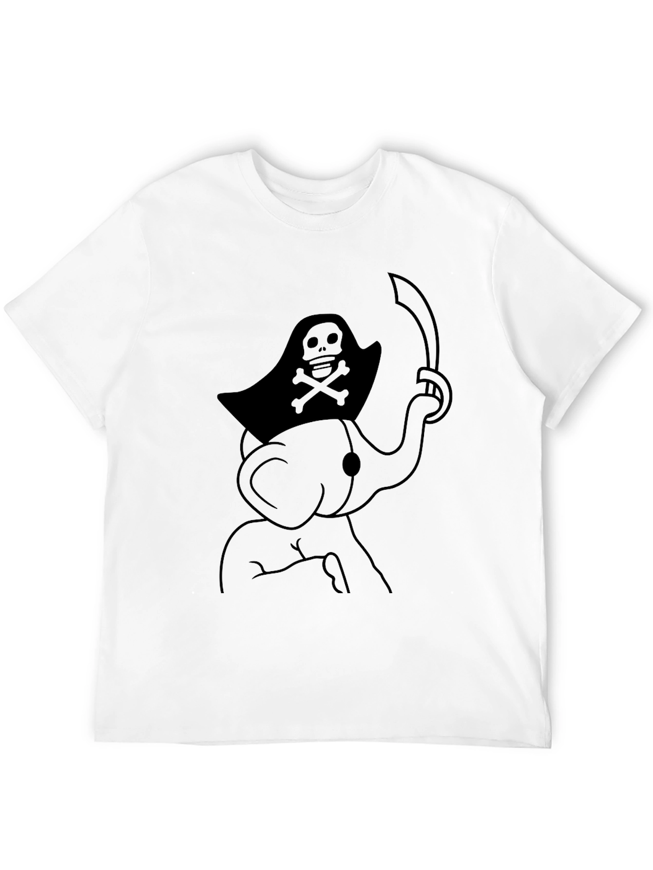 Black Pirate Elephant Graphic Tee - Men's Black T-Shirt view 12