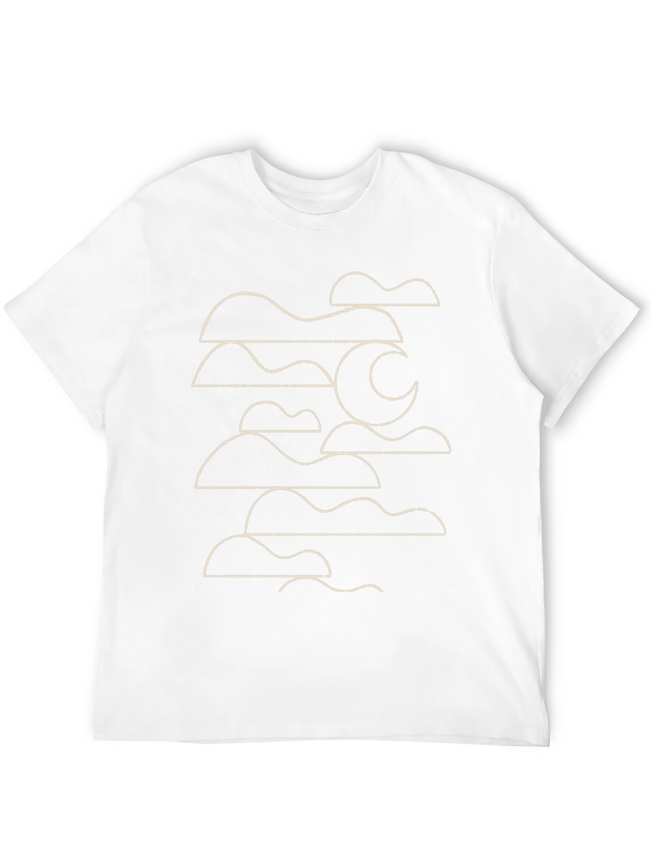 Black Abstract Moon & Clouds Graphic Tee - Black Cotton T-Shirt view 12