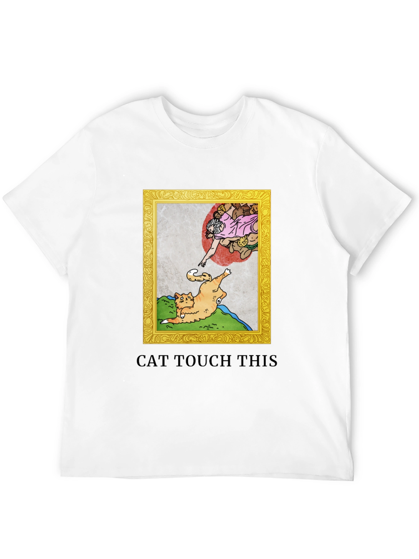 Black Cat Touch This T-Shirt Funny Michelangelo Spoof view 12