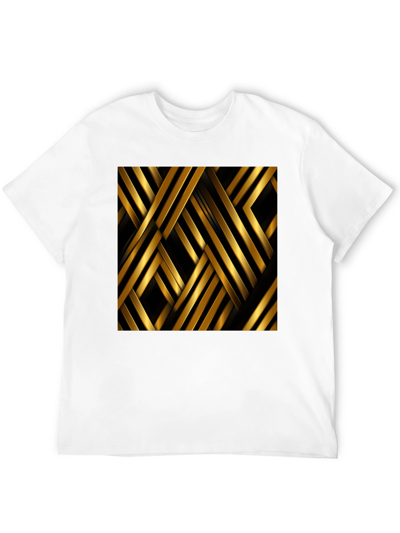Black Geometric Gold Stripes T-Shirt view 12