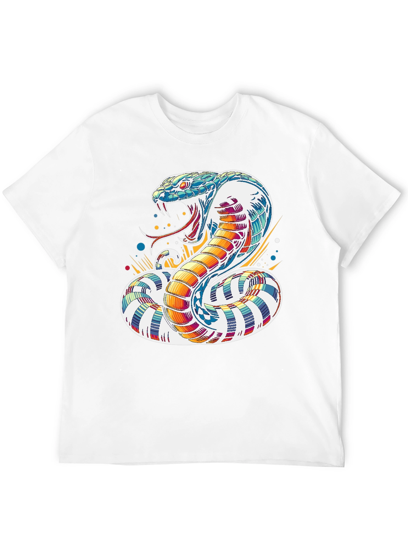 Colorful Cobra Graphic Tee - Men's Black T-Shirt - 12