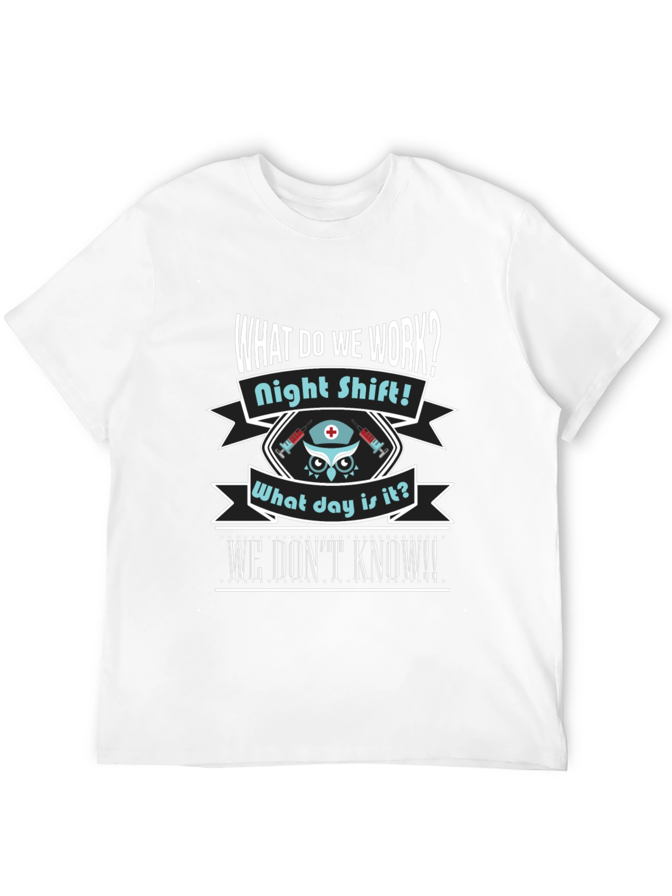 Black Night Shift Nurse Owl T-Shirt view 12