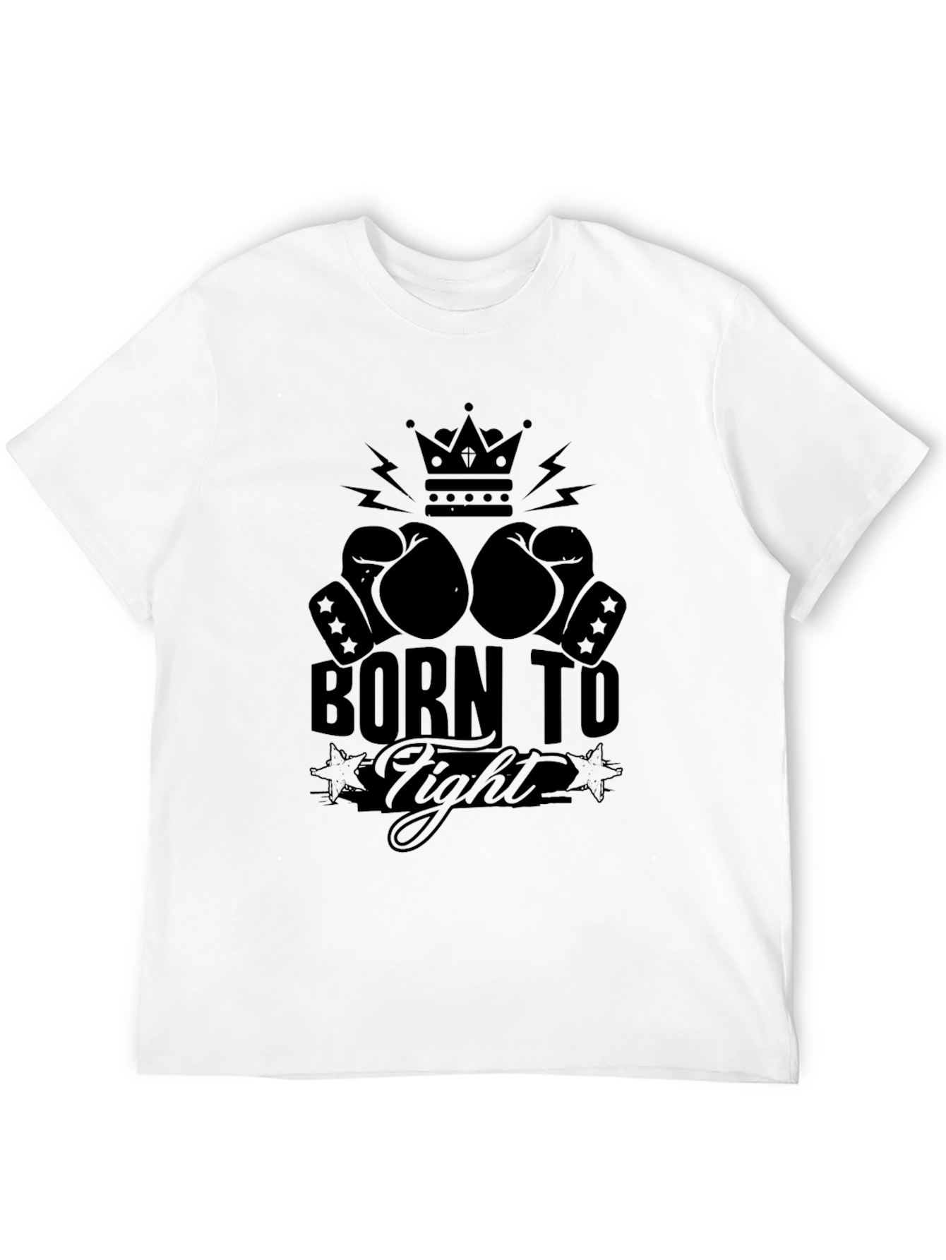 Black Born To Fight T-Shirt, Boxing Gloves Crown Graphic Tee view 12
