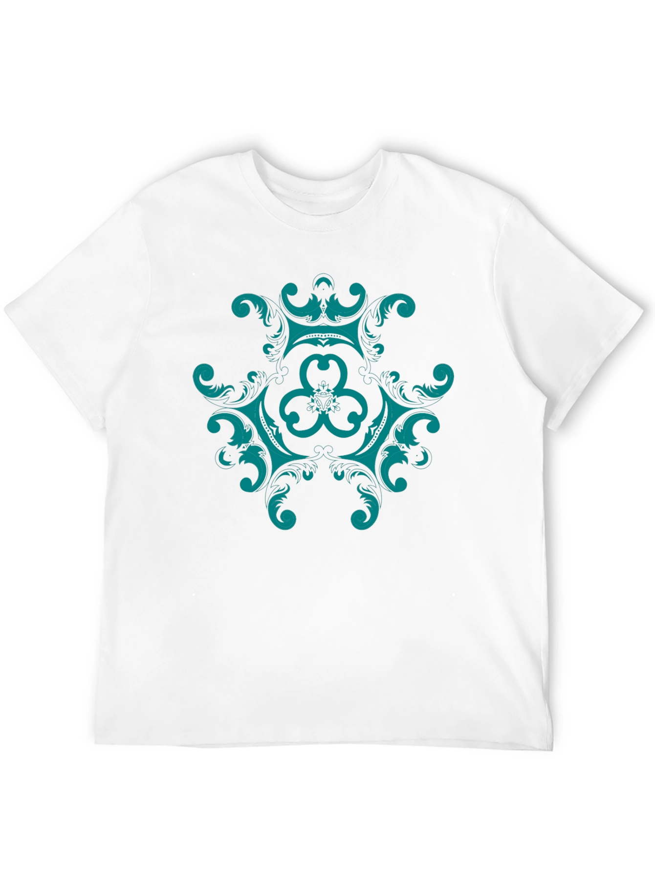 Black Elegant Teal Mandala Graphic Tee - Black Cotton Comfort view 12