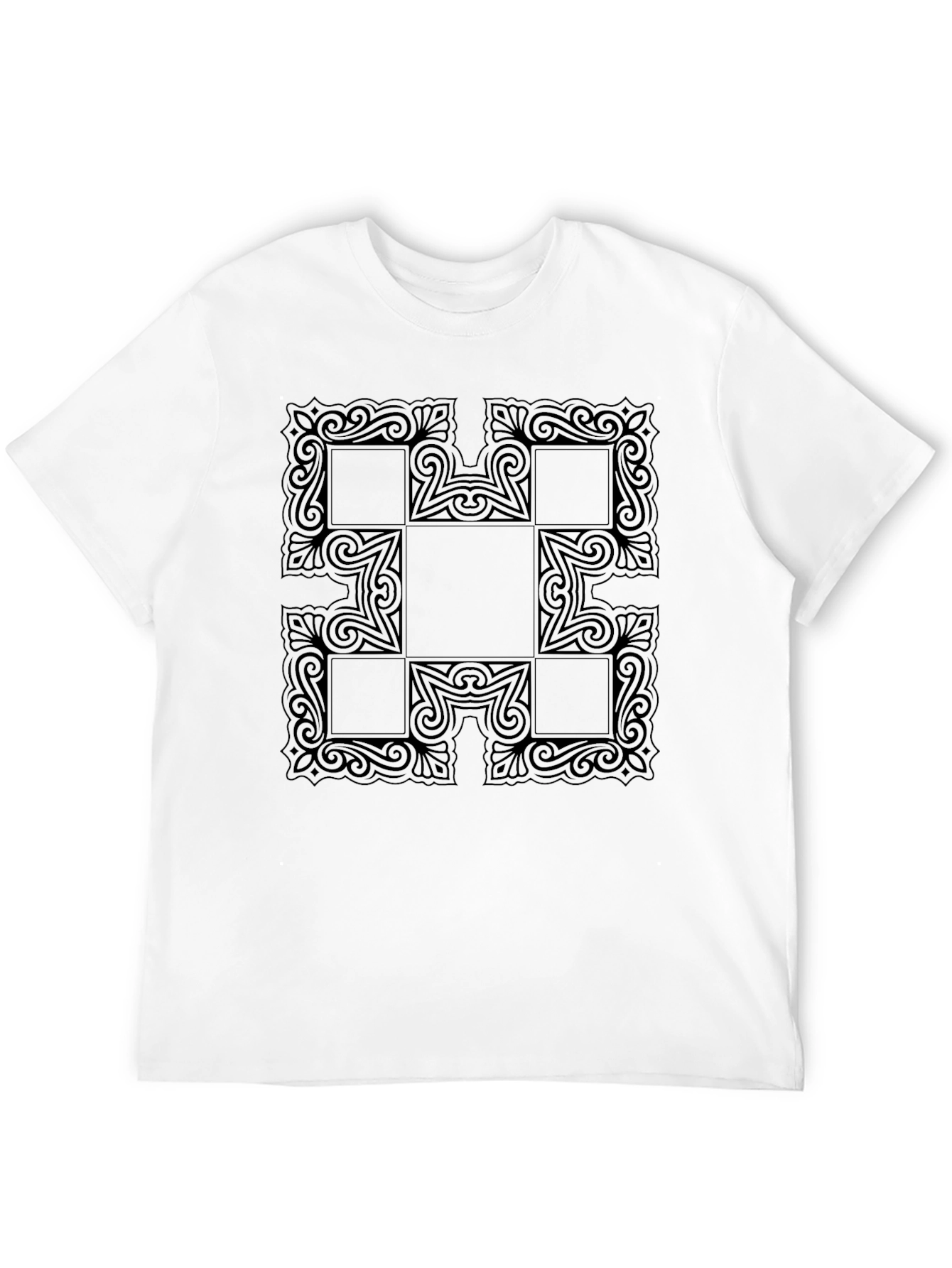 Black Geometric Patterned Black T-Shirt view 12