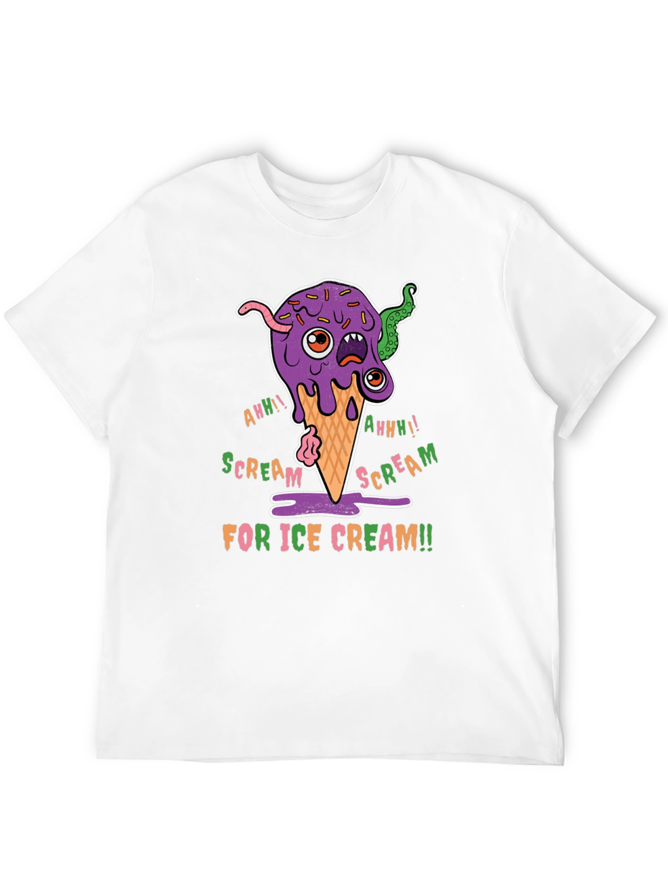 Black Scream for Ice Cream Graphic Tee - Fun Creepy Cartoon Design view 12