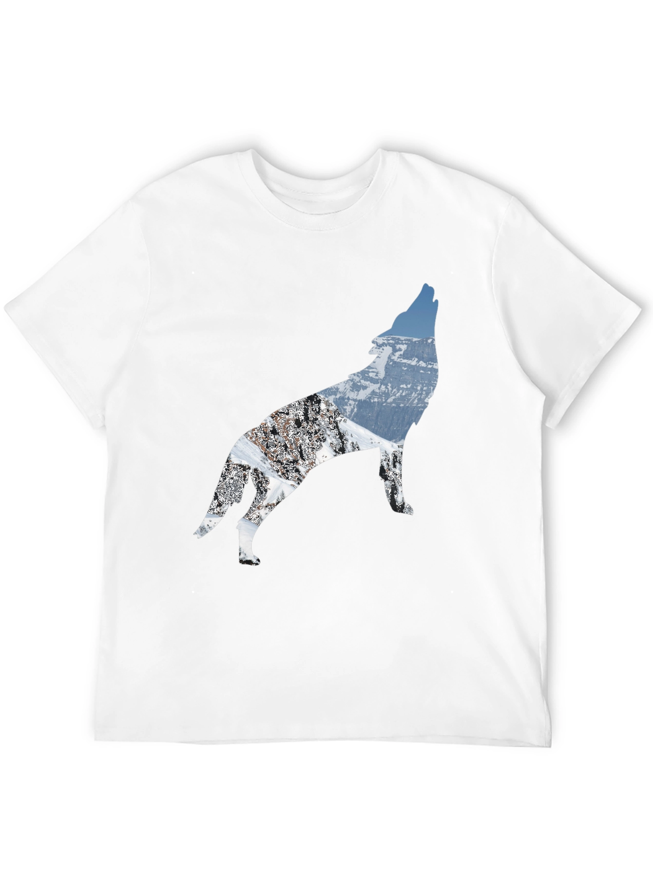 Black Wolf Mountain Scene Black T-Shirt view 12