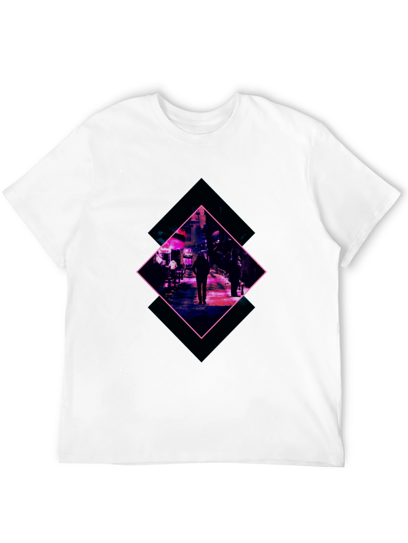 Black Cyberpunk Street Scene Graphic Tee - Black view 12