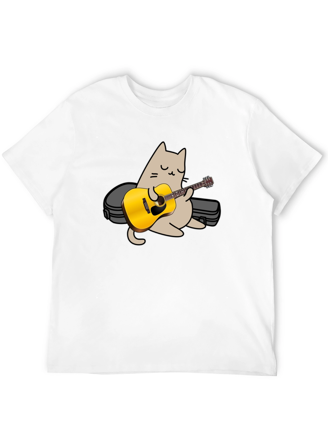 Black Cat Playing Guitar Graphic Tee - Black view 12