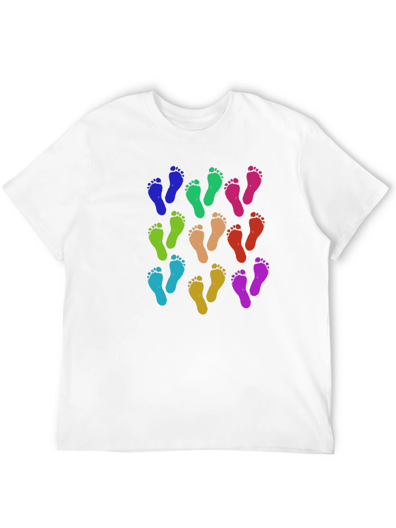 Black Colorful Footprints Tee - Funky Pattern Black T-Shirt view 12