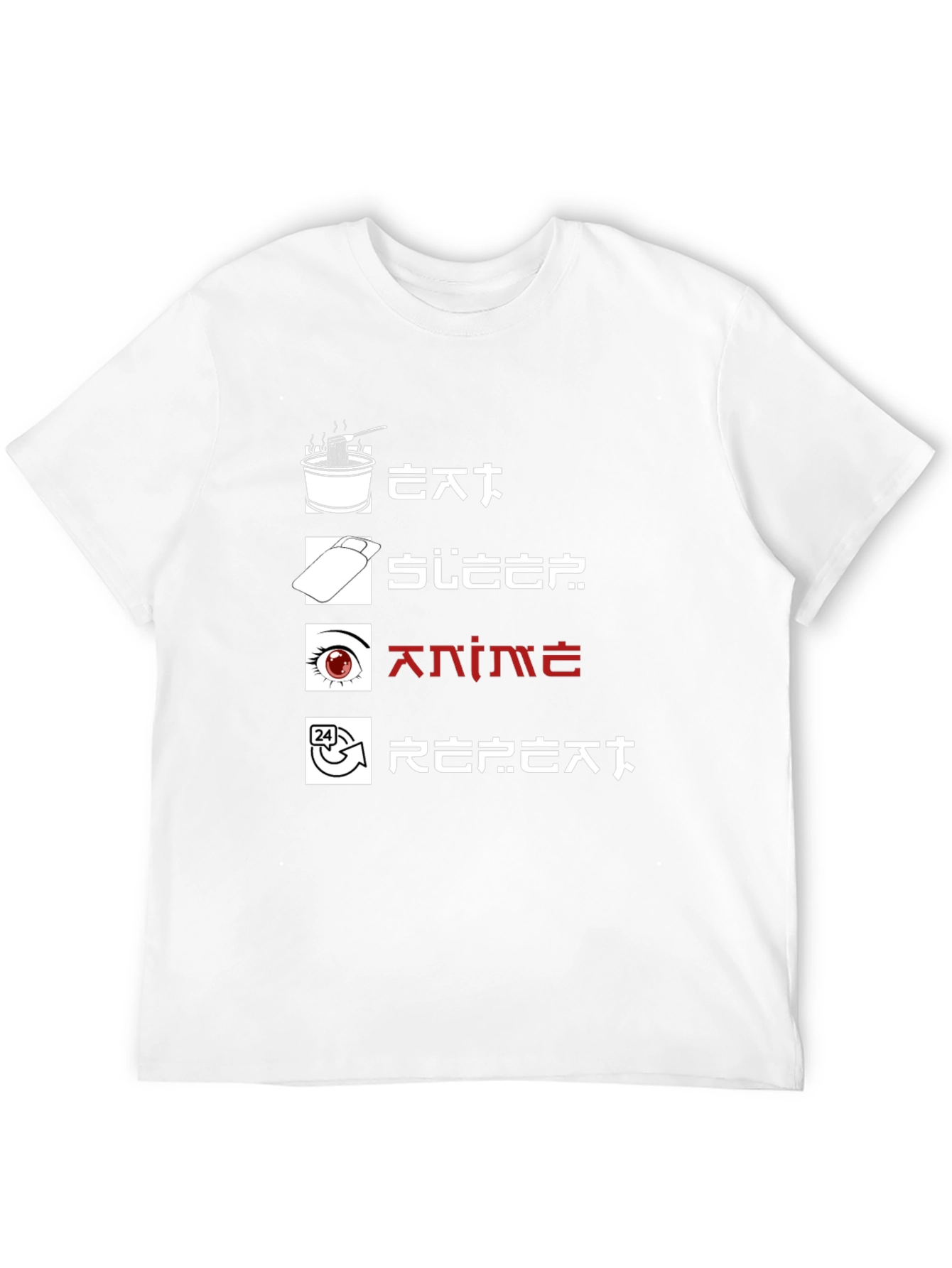 Black Eat Sleep Anime Repeat Graphic Tee view 12