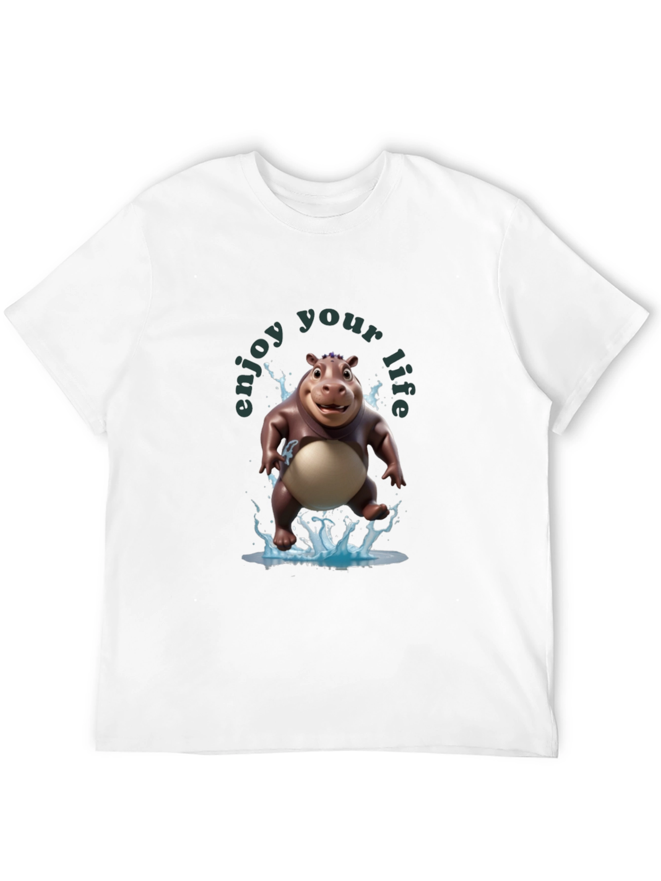 Black Enjoy Your Life Hippo T-Shirt view 12